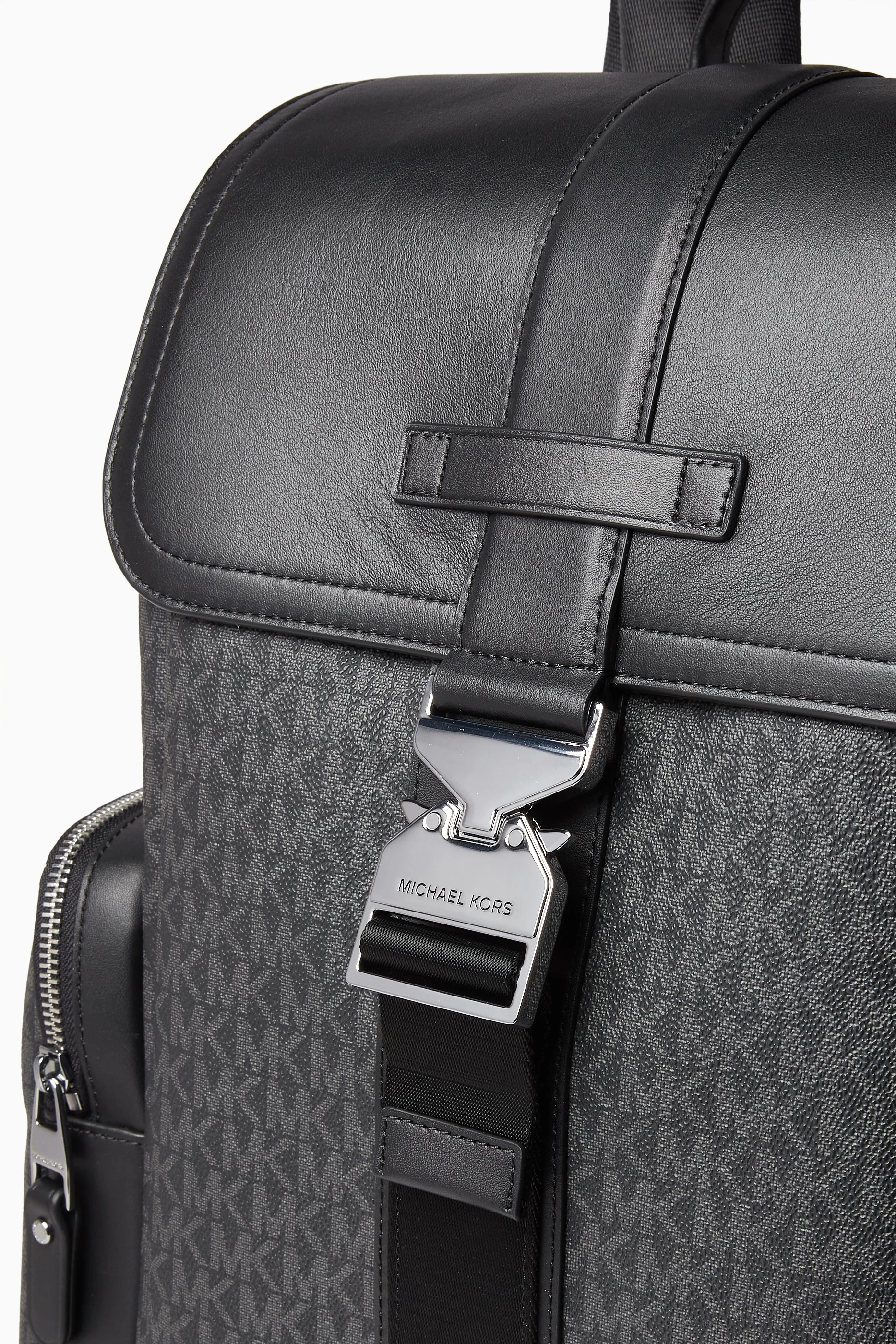 Buy Michael Kors Black Hudson Signature Logo Cargo Backpack in Leather For Men Online Ounass UAE
