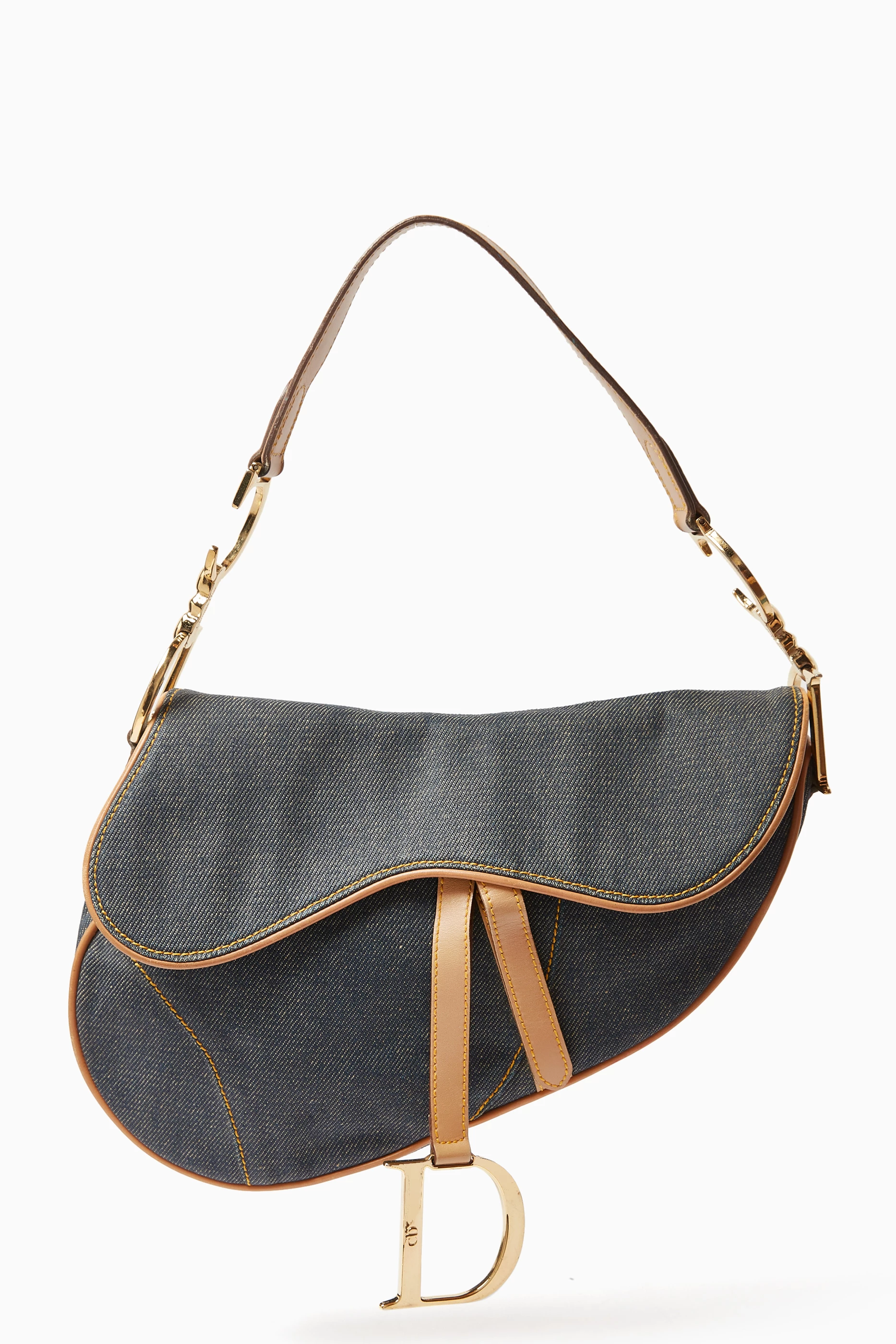 Buy Christian Dior Pre-Loved Blue Galliano Saddle Bag in Denim 
