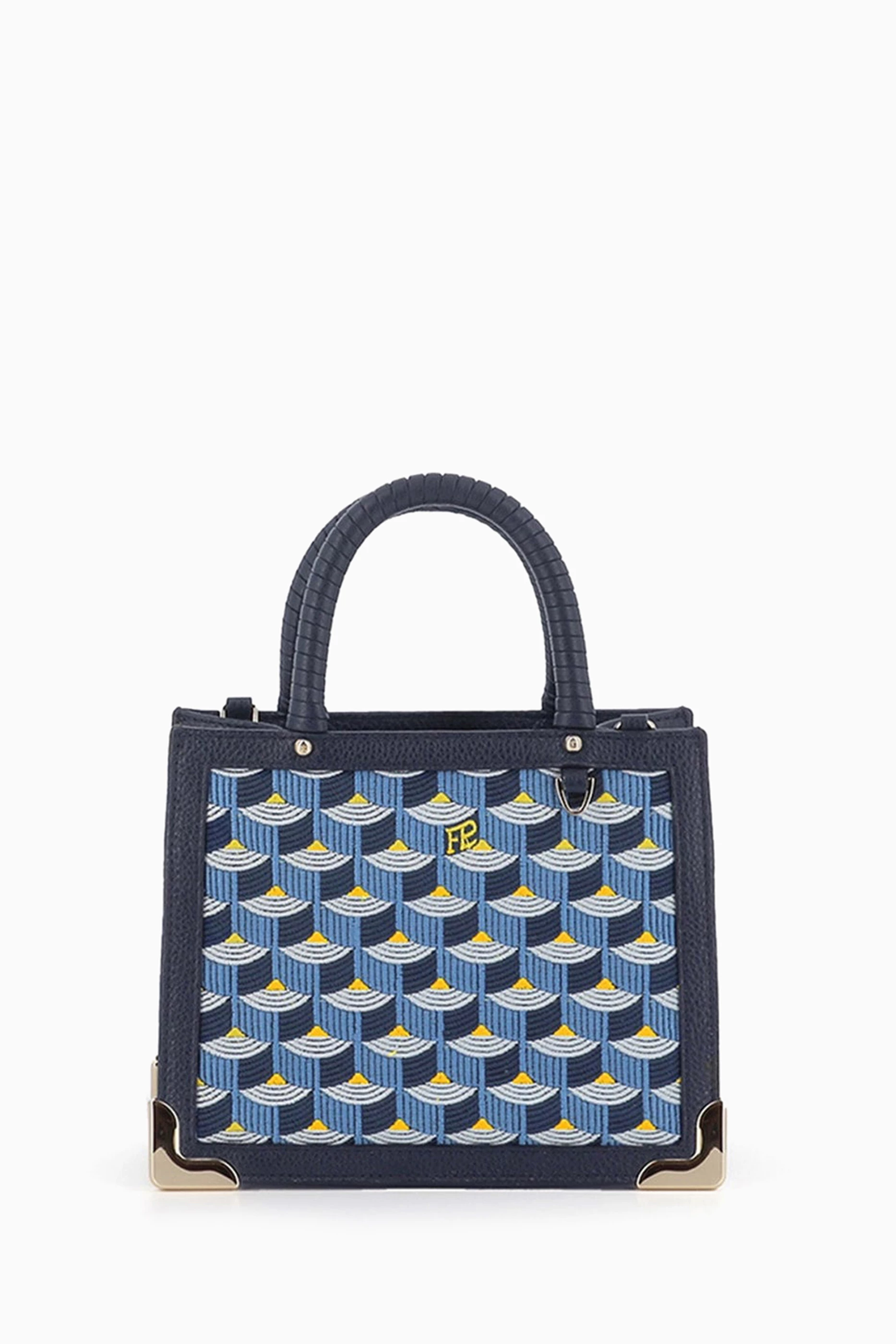 Buy Fauré Le Page Blue SagaCity 18 Tote Bag in Jacquard & Leather