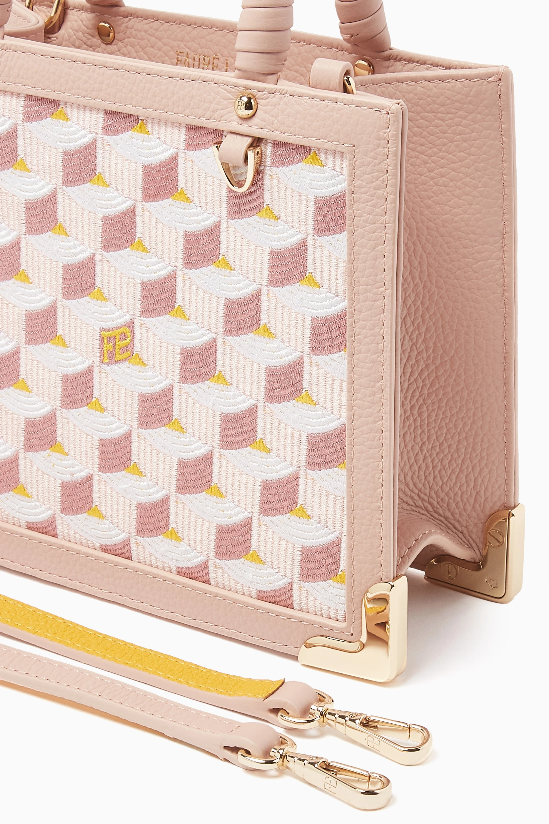 Buy Fauré Le Page Pink SagaCity 18 Tote Bag in Jacquard & Leather