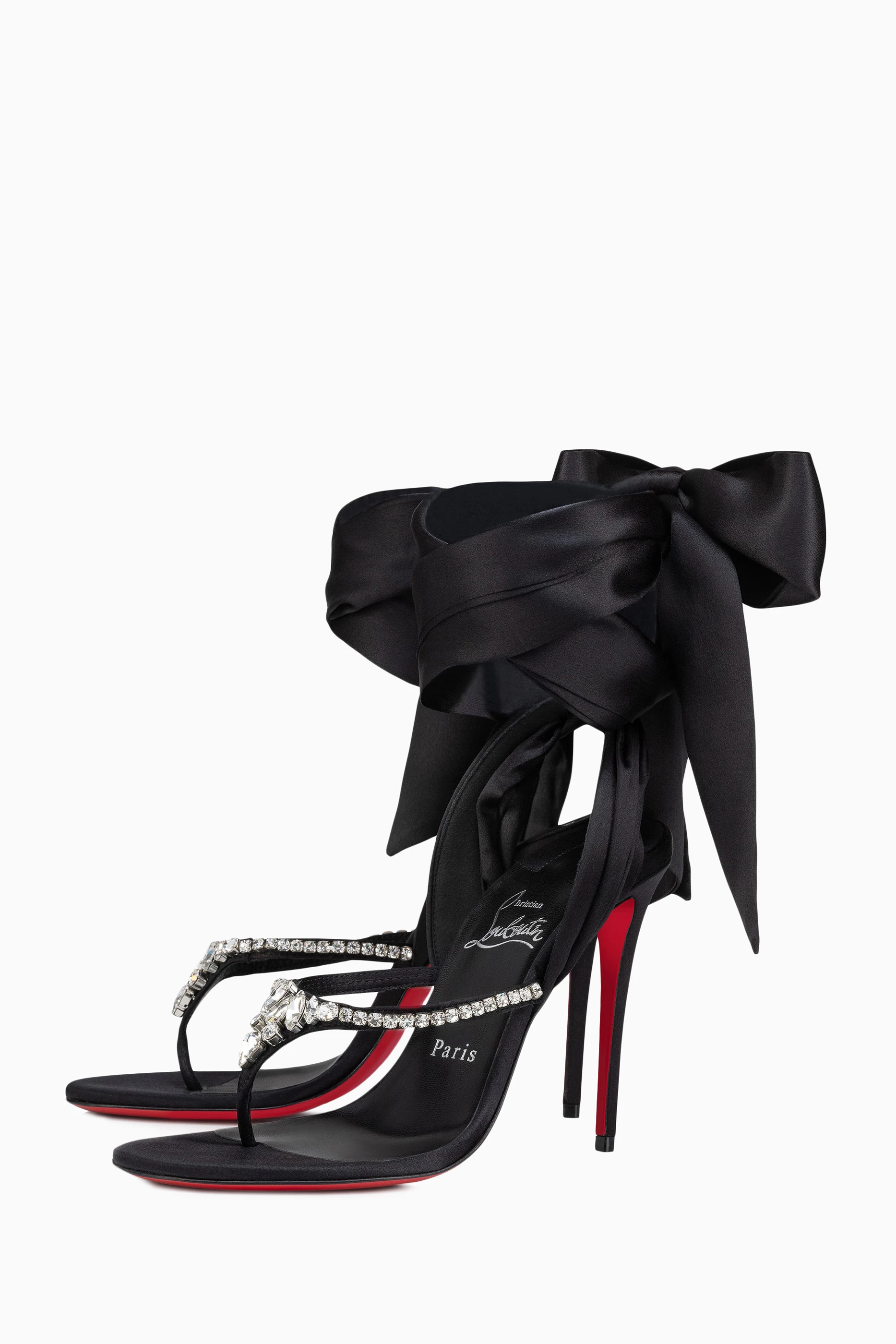 Buy Christian Louboutin Black Just Queen Du Dessert 100 Sandals in Satin For Women Online Ounass UAE