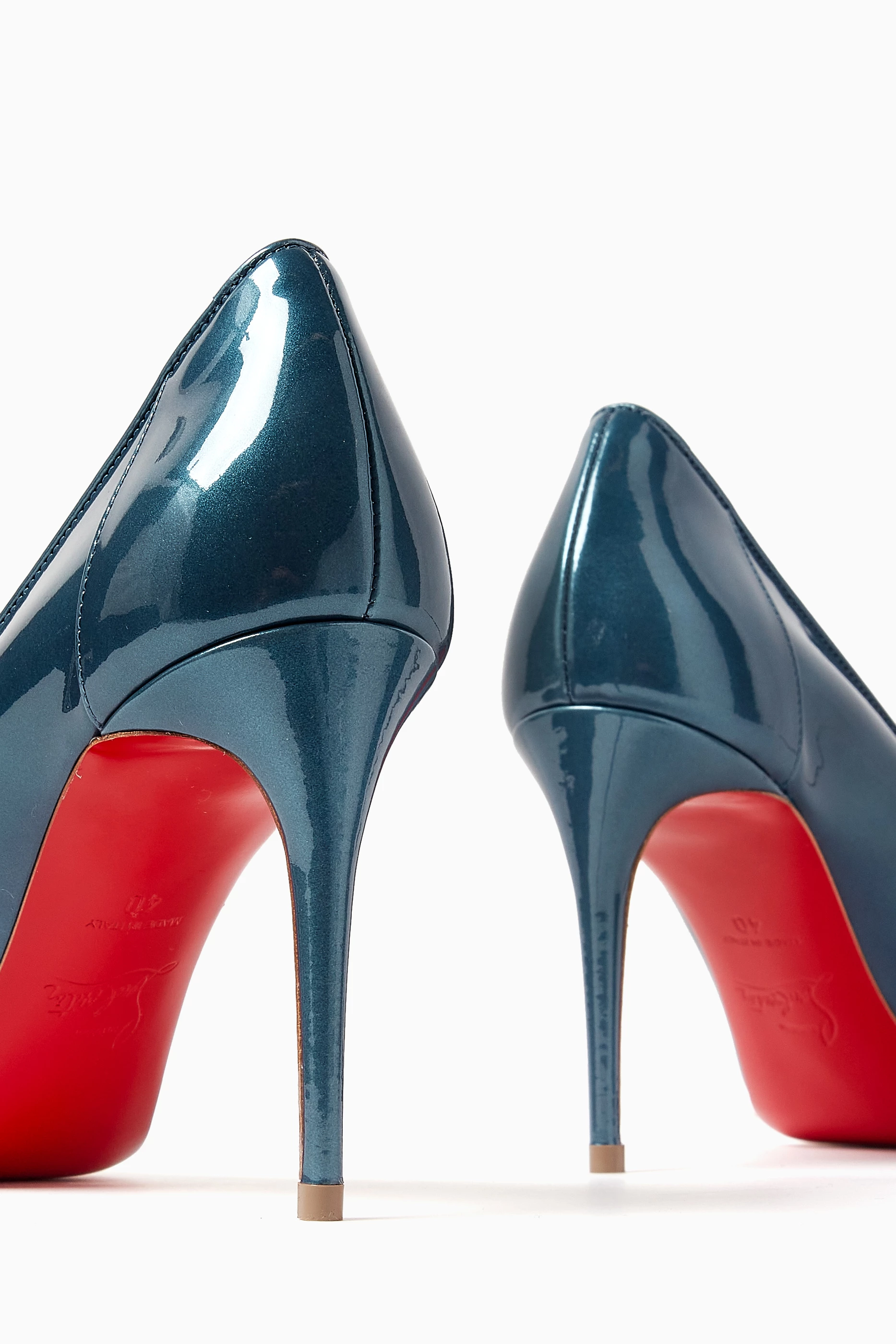 Blue leather pumps online