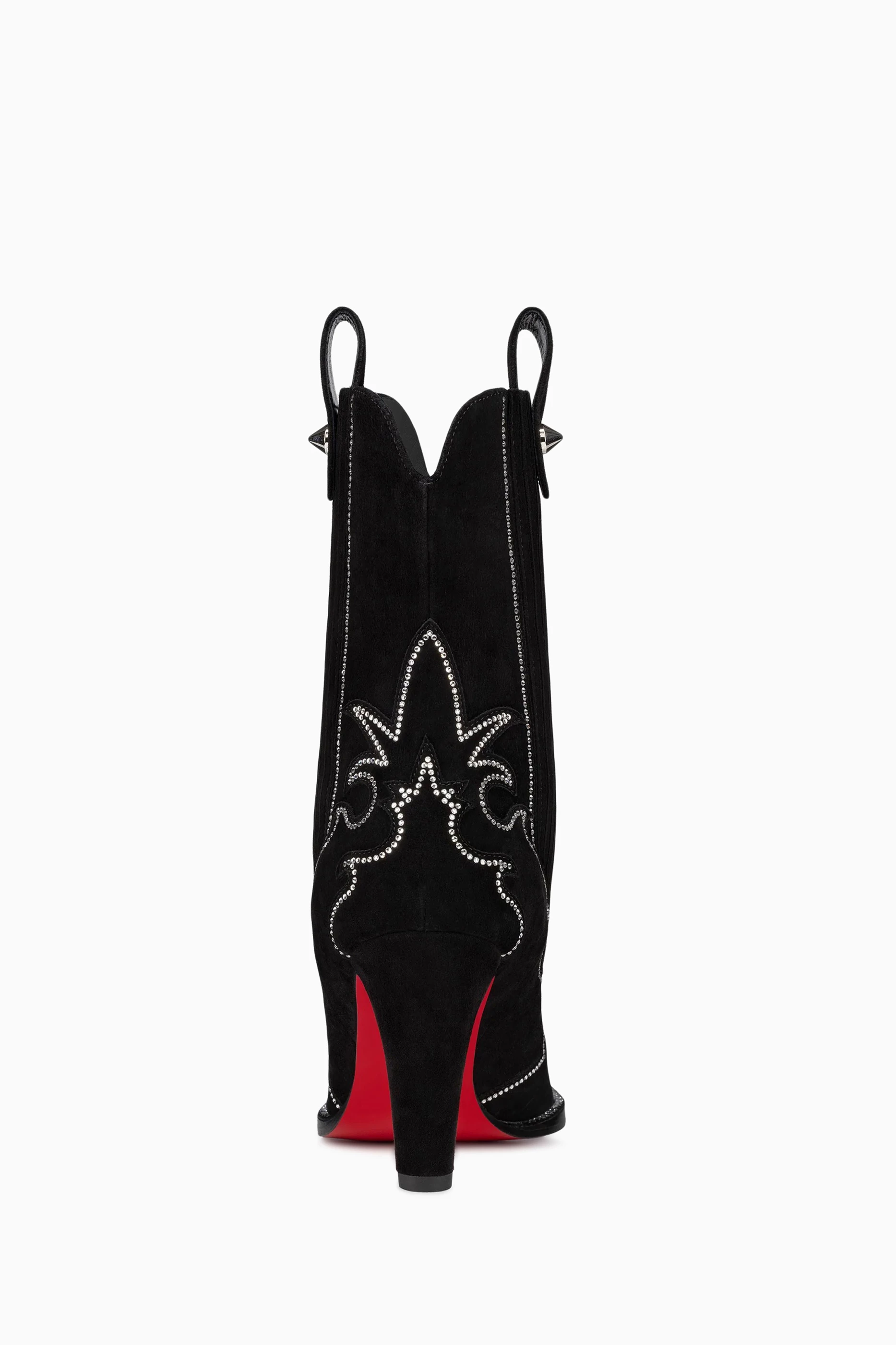 Buy Christian Louboutin Black Santiag 85 Crystal embellished Chelsea Boots in Suede For Women Online Ounass UAE