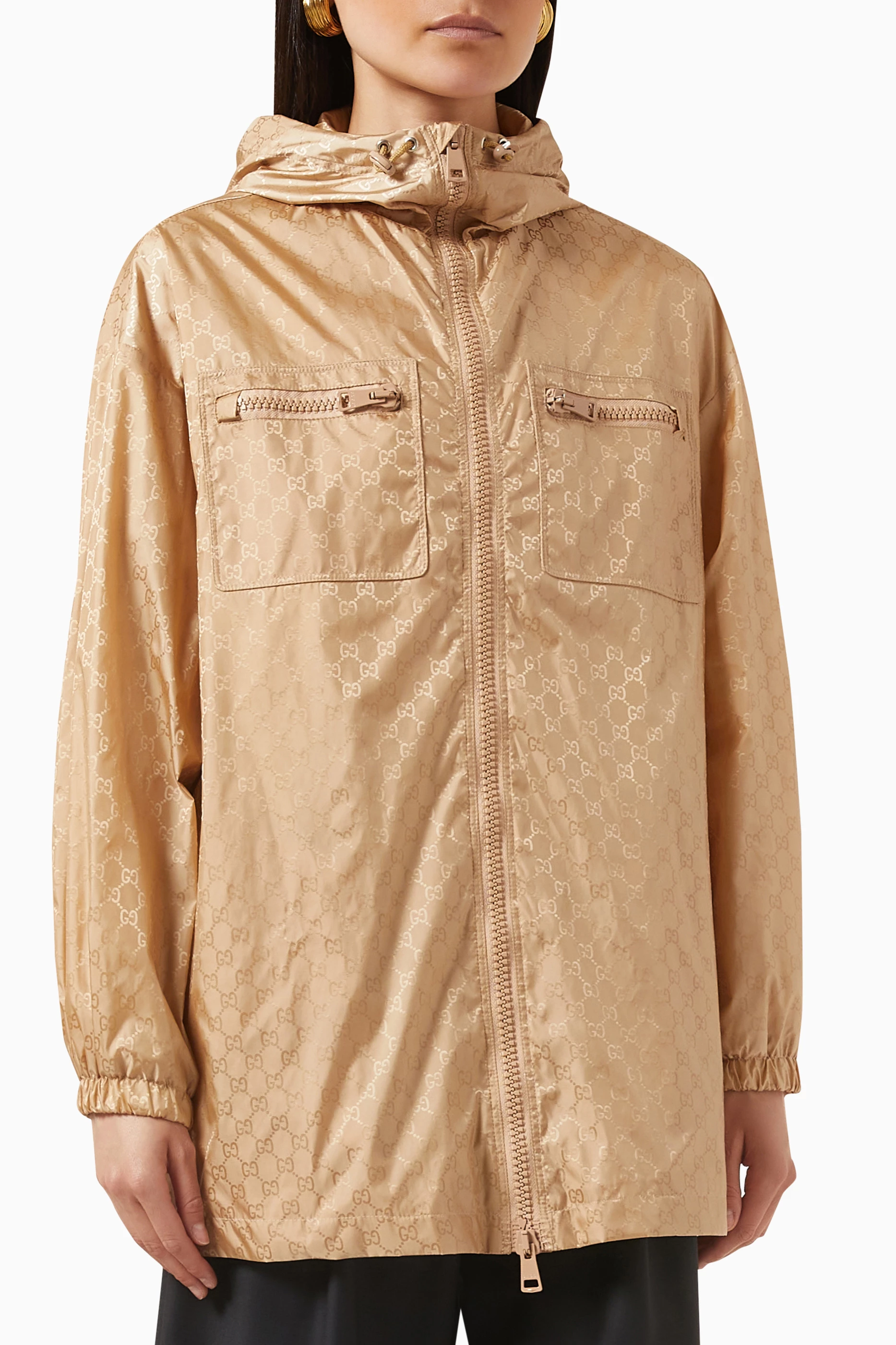 Buy Gucci Neutral GG Hooded Jacket in Nylon For Women Online Ounass UAE
