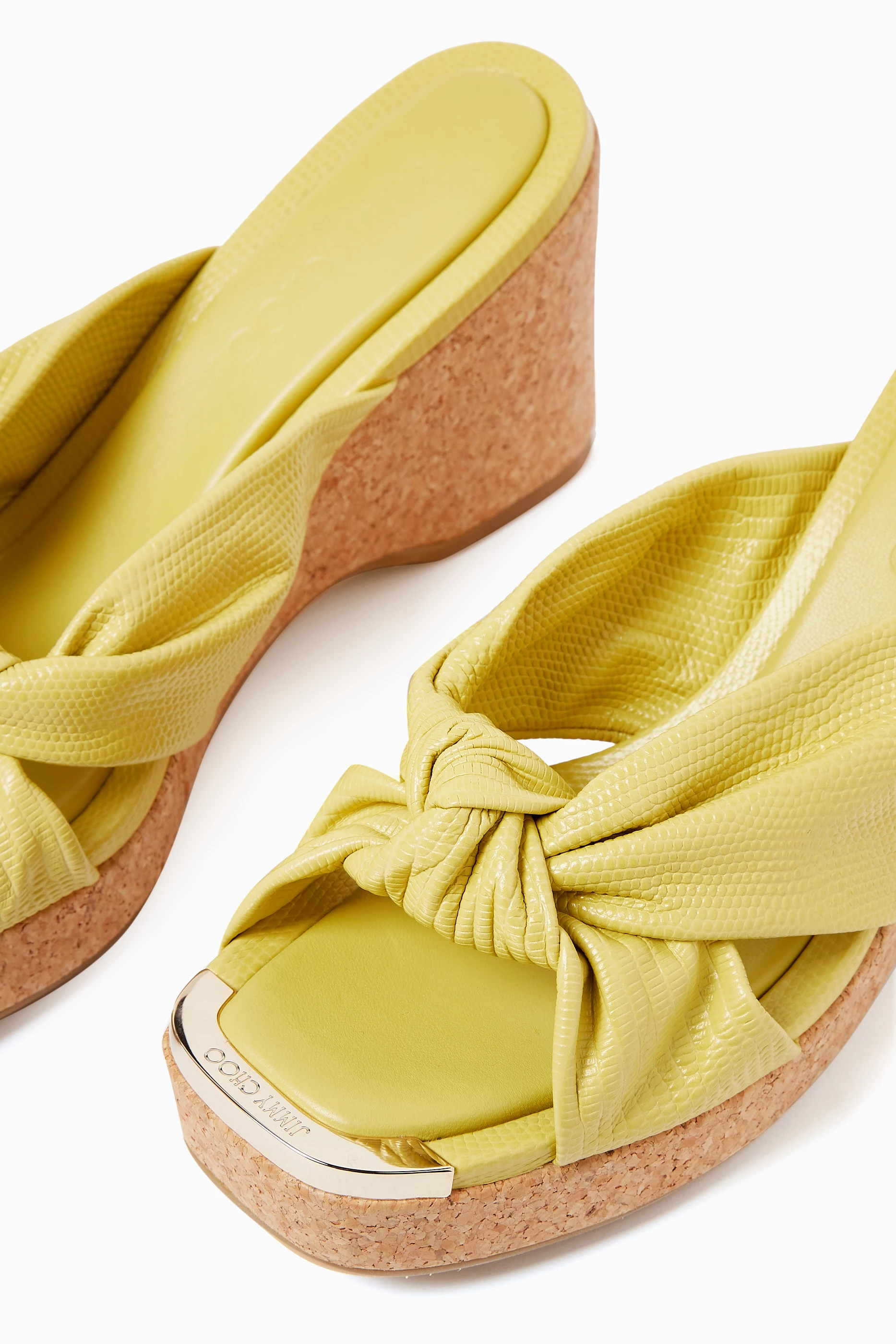 Buy Jimmy Choo Yellow Avenue 95 Wedge Sandals in Leather For Women Online Ounass UAE