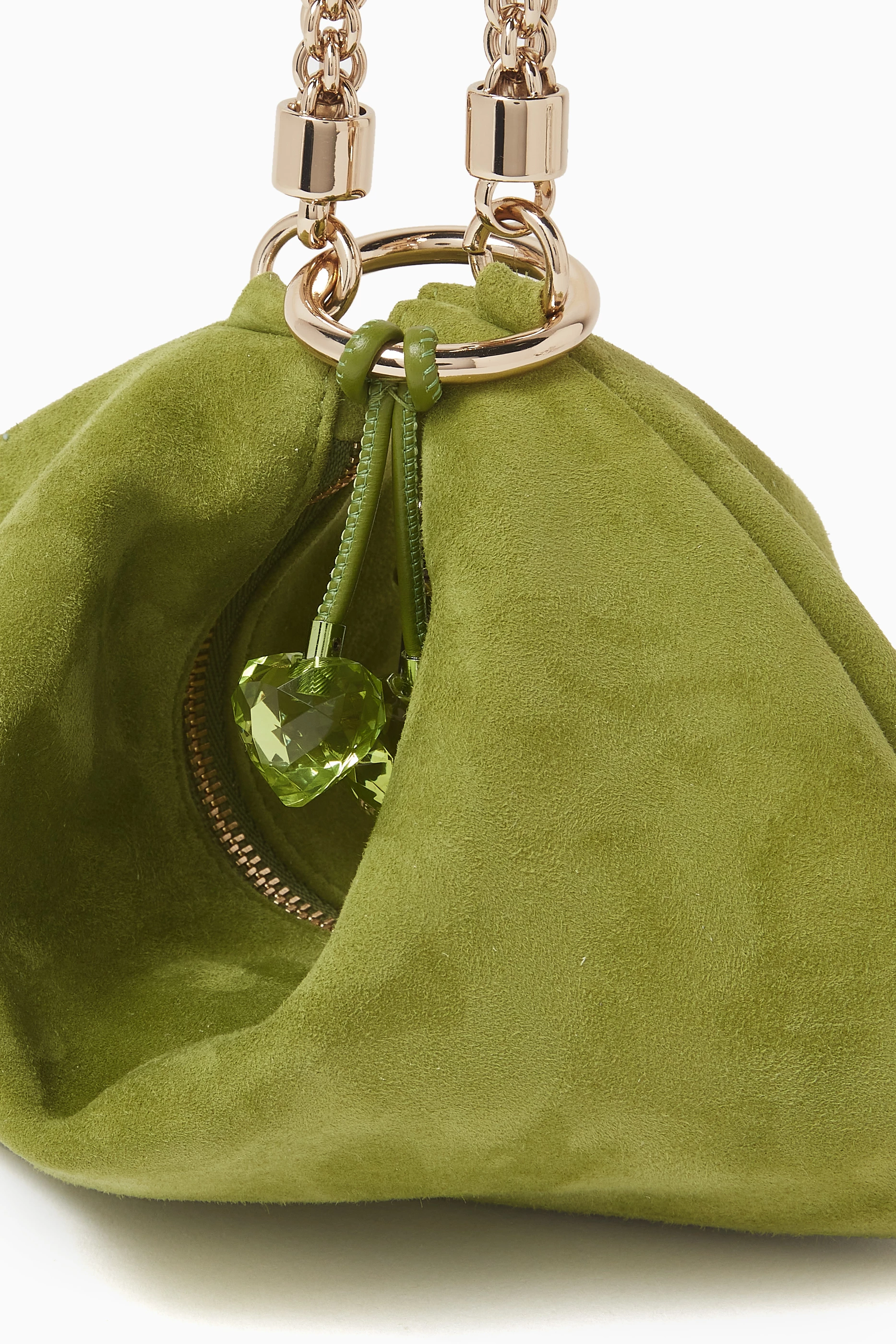 Buy Jimmy Choo Green Mini Callie Clutch Bag in Suede For Women