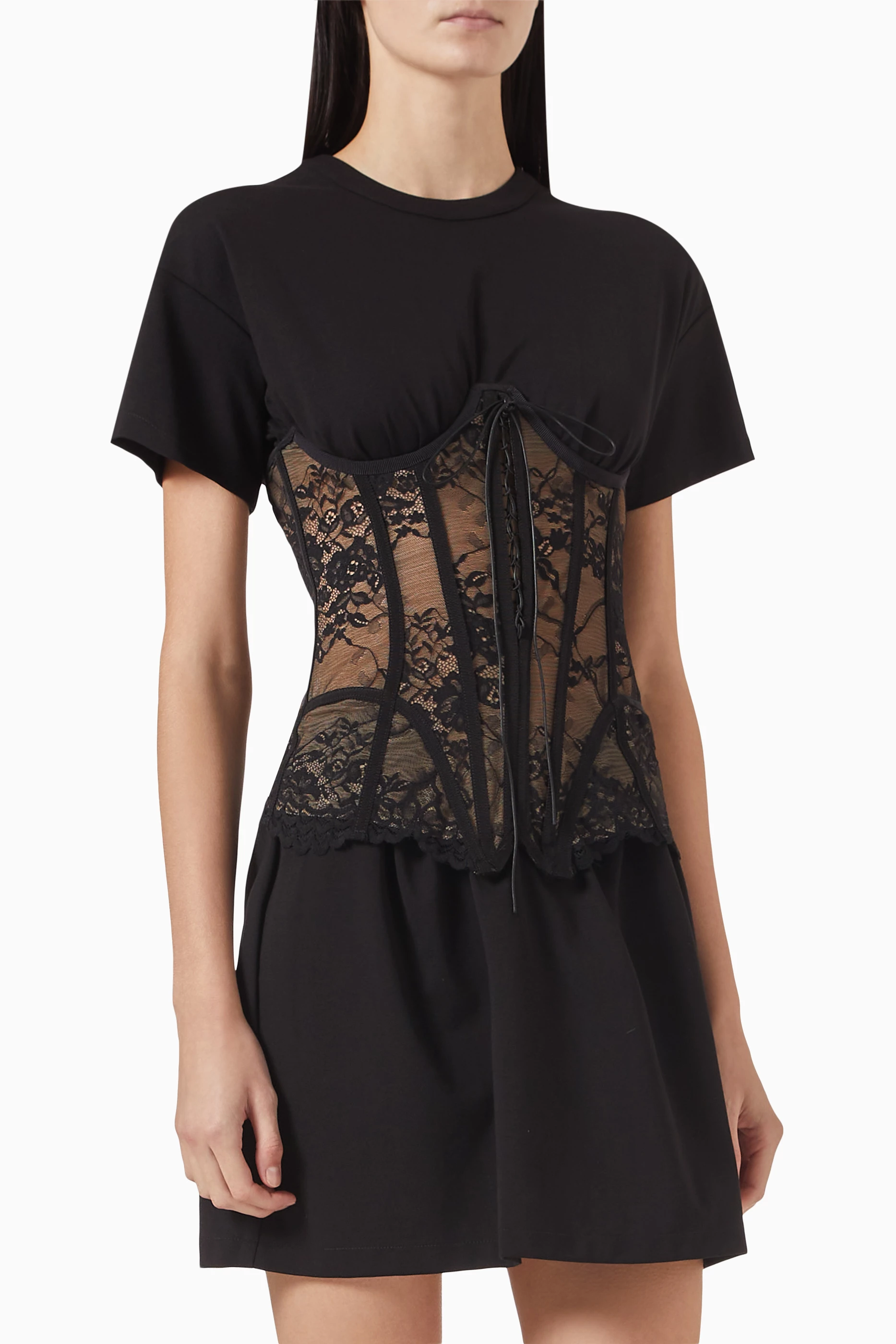 Buy Giuseppe di Morabito Black Corset Mini Dress in Lace For Women Online |  Ounass UAE