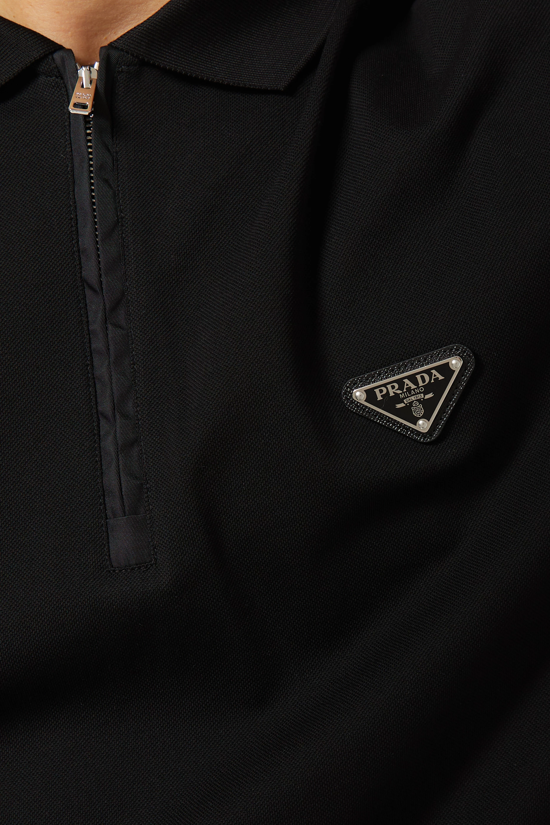トップス 99s archive prada rubber polo shirt Buy Prada Black Polo Shirt in Piquet & Re-nylon For Men Online