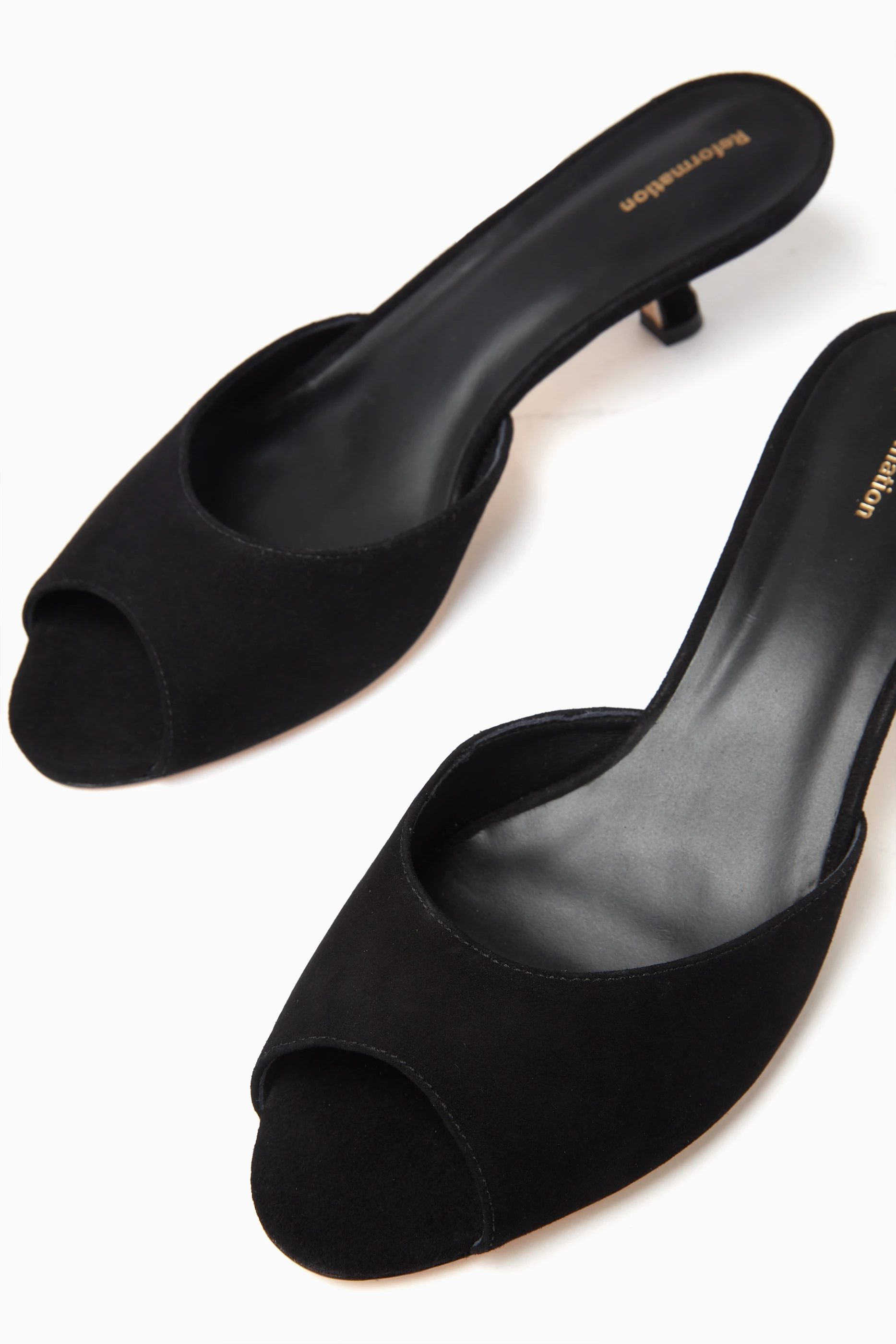 Suede peep toe mules hot sale