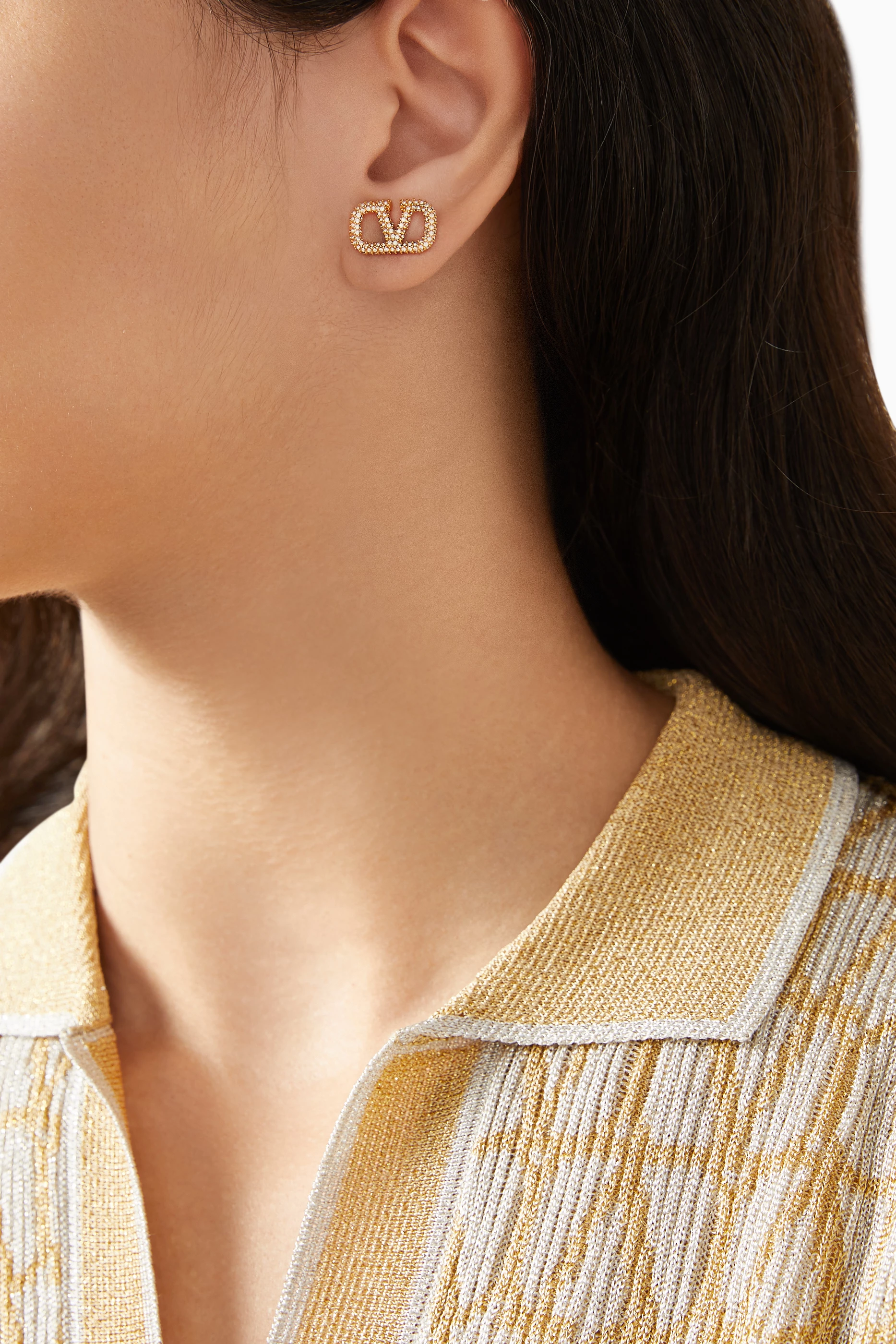 アクセサリーその他 Valentino Garavani Oval earrings in l and Swarovski crys Valentino Garavani Oval Metal Earrings with Swarovski
