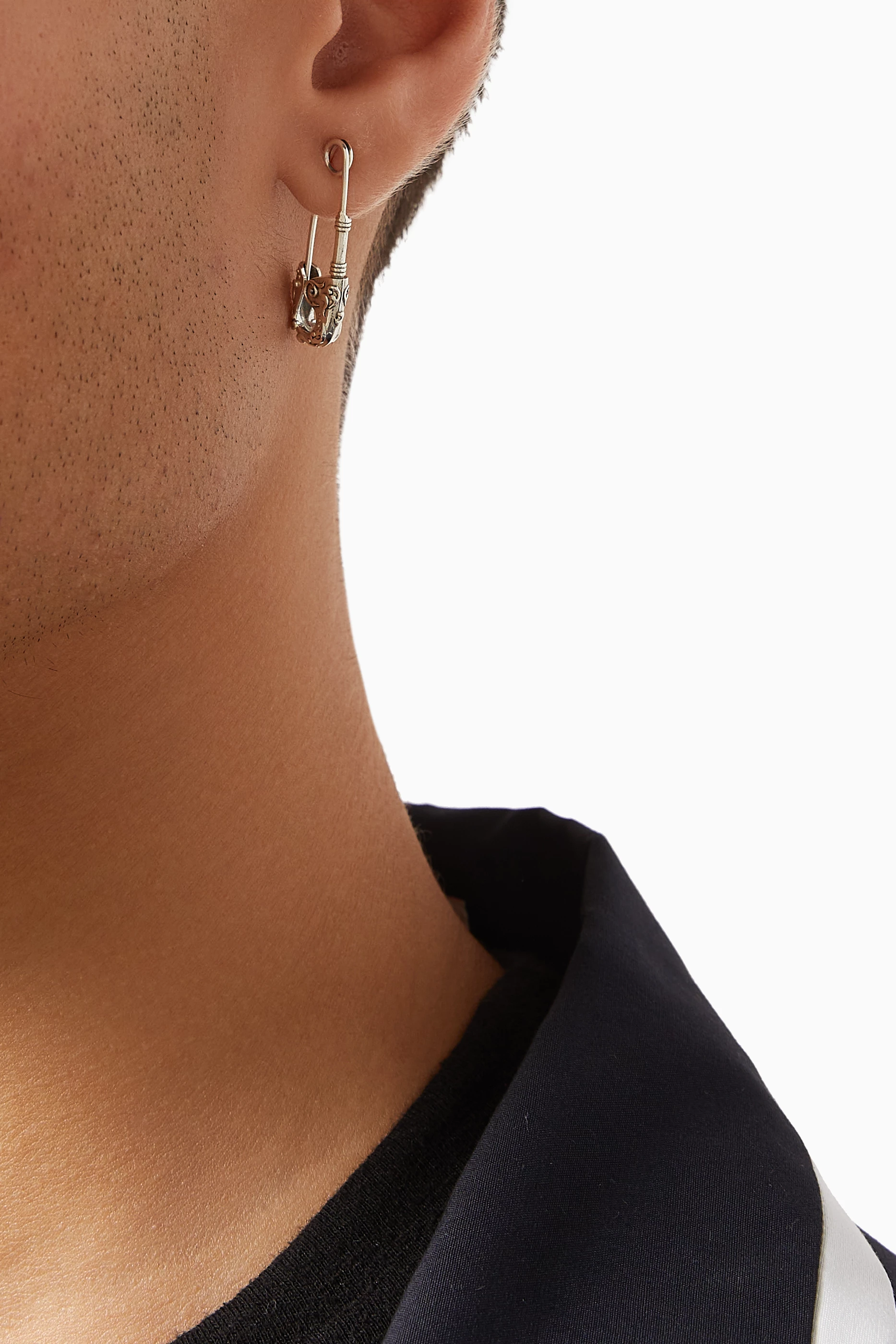 Buy Emanuele Bicocchi Grey Arabesque Safety Pin Single