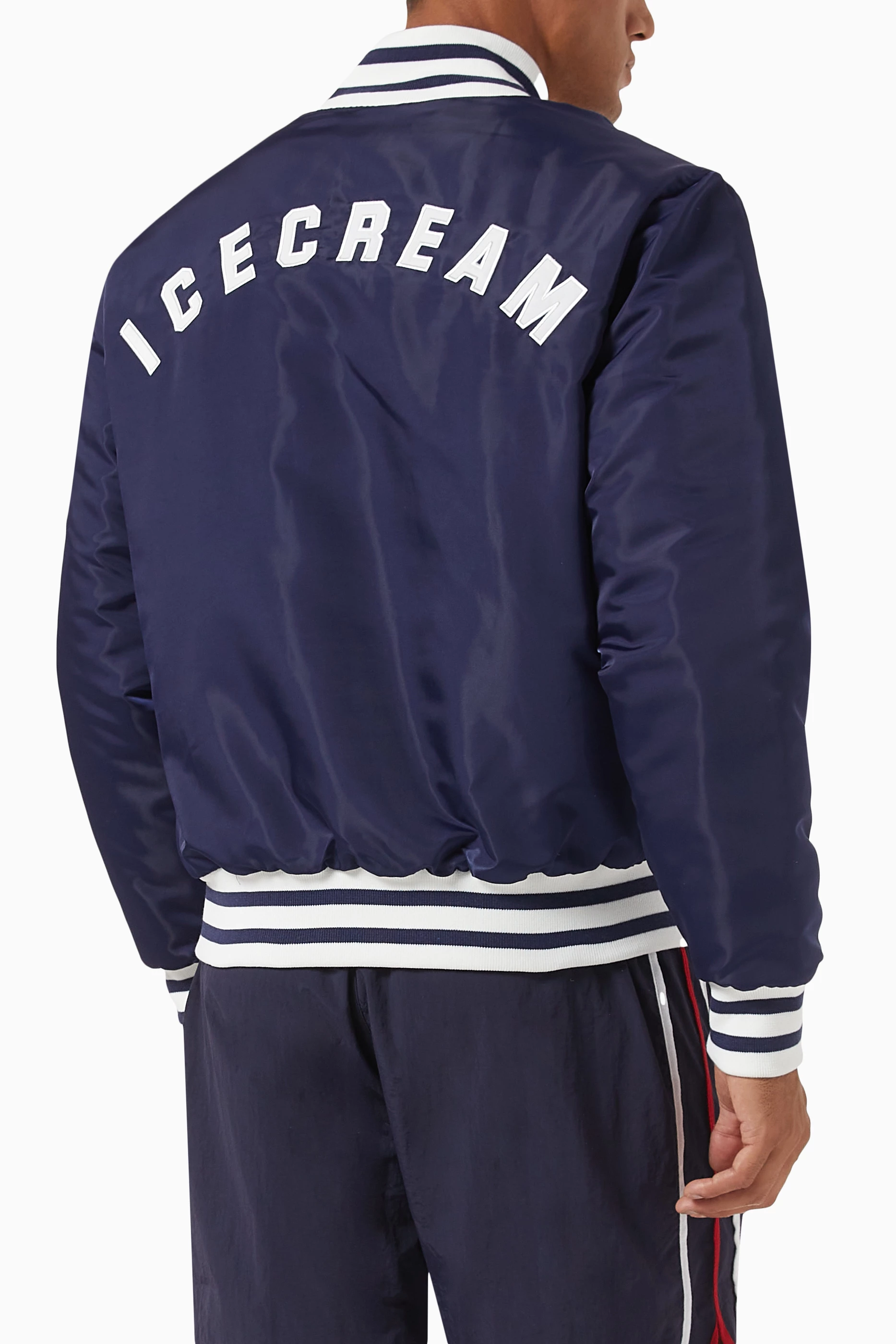 Buy Ice Cream Blue IC Classic Varsity Jacket in Satin For Men Online Ounass UAE