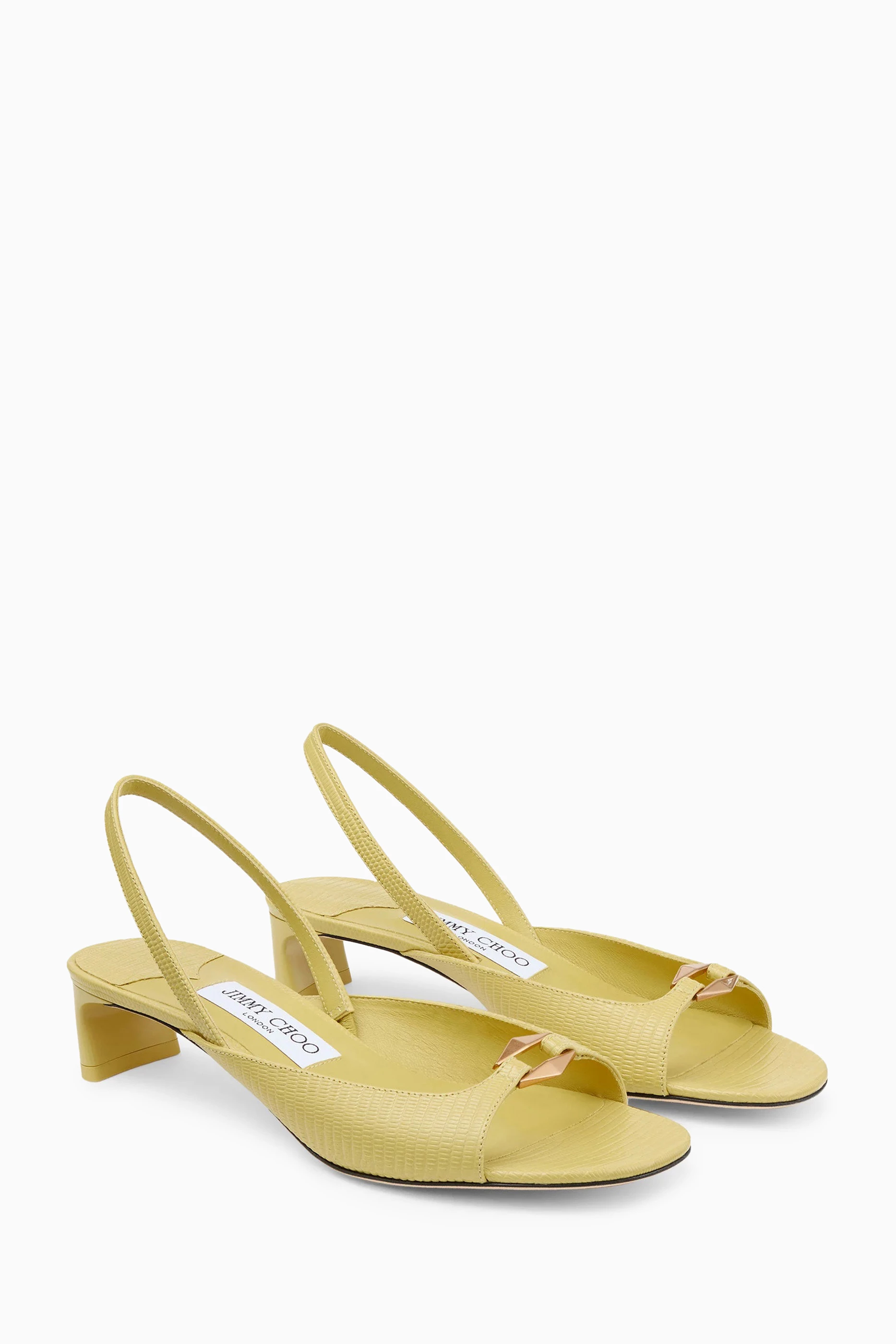 Buy Jimmy Choo Yellow Lev 35 Slingback Sandals in Lizard print Leather For Women Online Ounass UAE