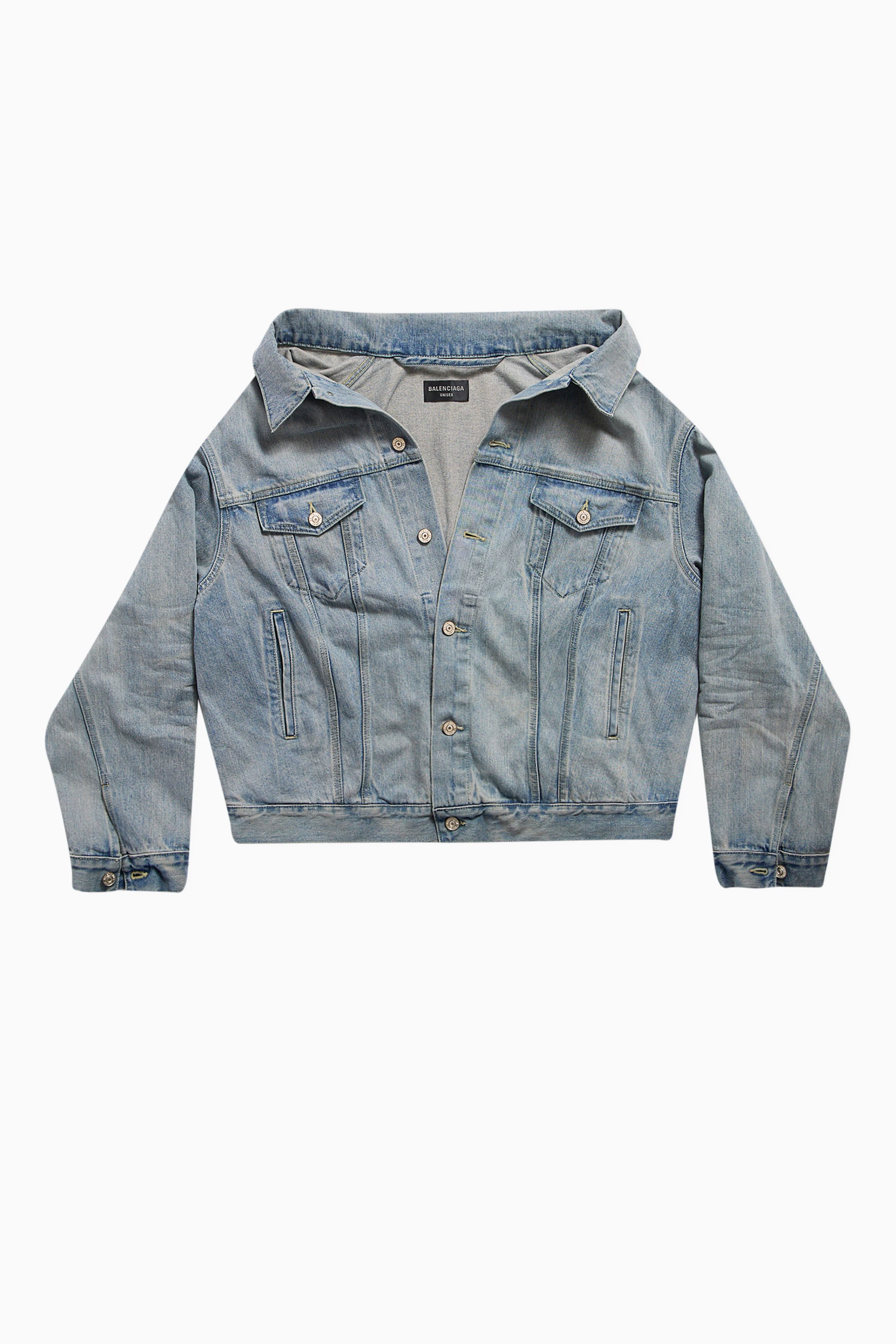 Buy Balenciaga Blue Off shoulder Jacket in Organic Denim For UNISEX Online Ounass UAE