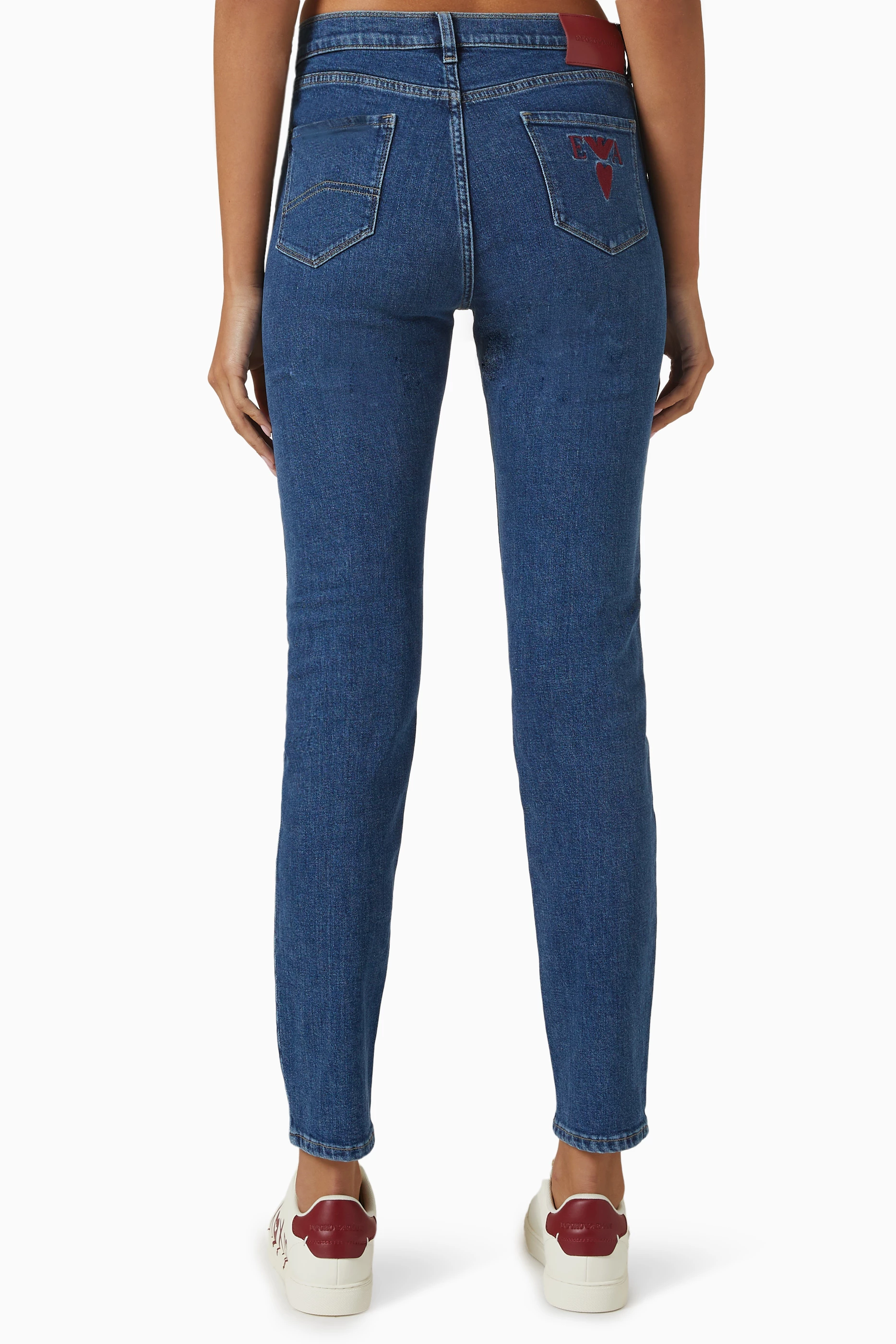 Buy Emporio Armani Blue Skinny fit Jeans in Denim For Women Online Ounass UAE
