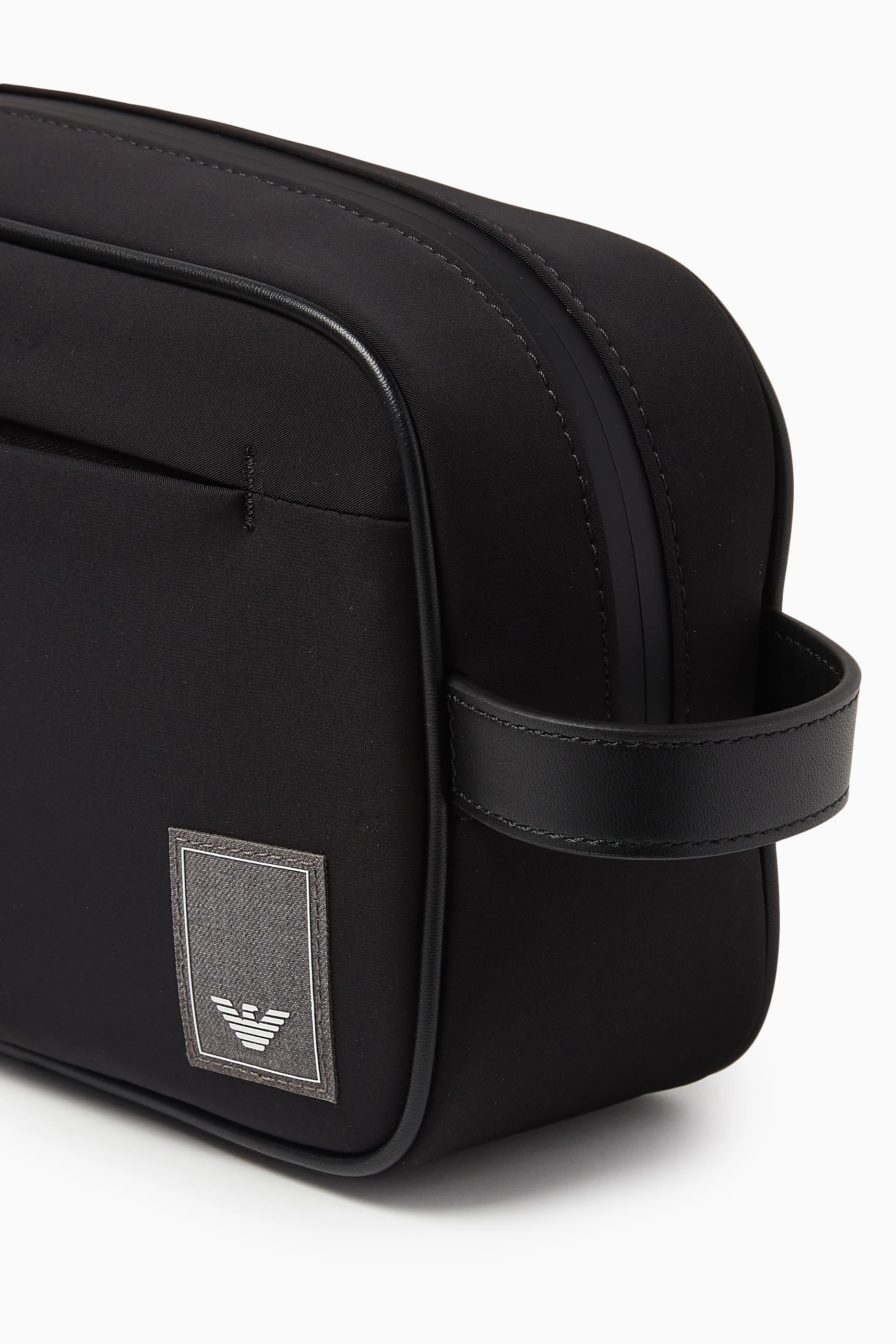 Buy Emporio Armani Black Logo Toiletry Bag in Nylon For Men Online Ounass UAE
