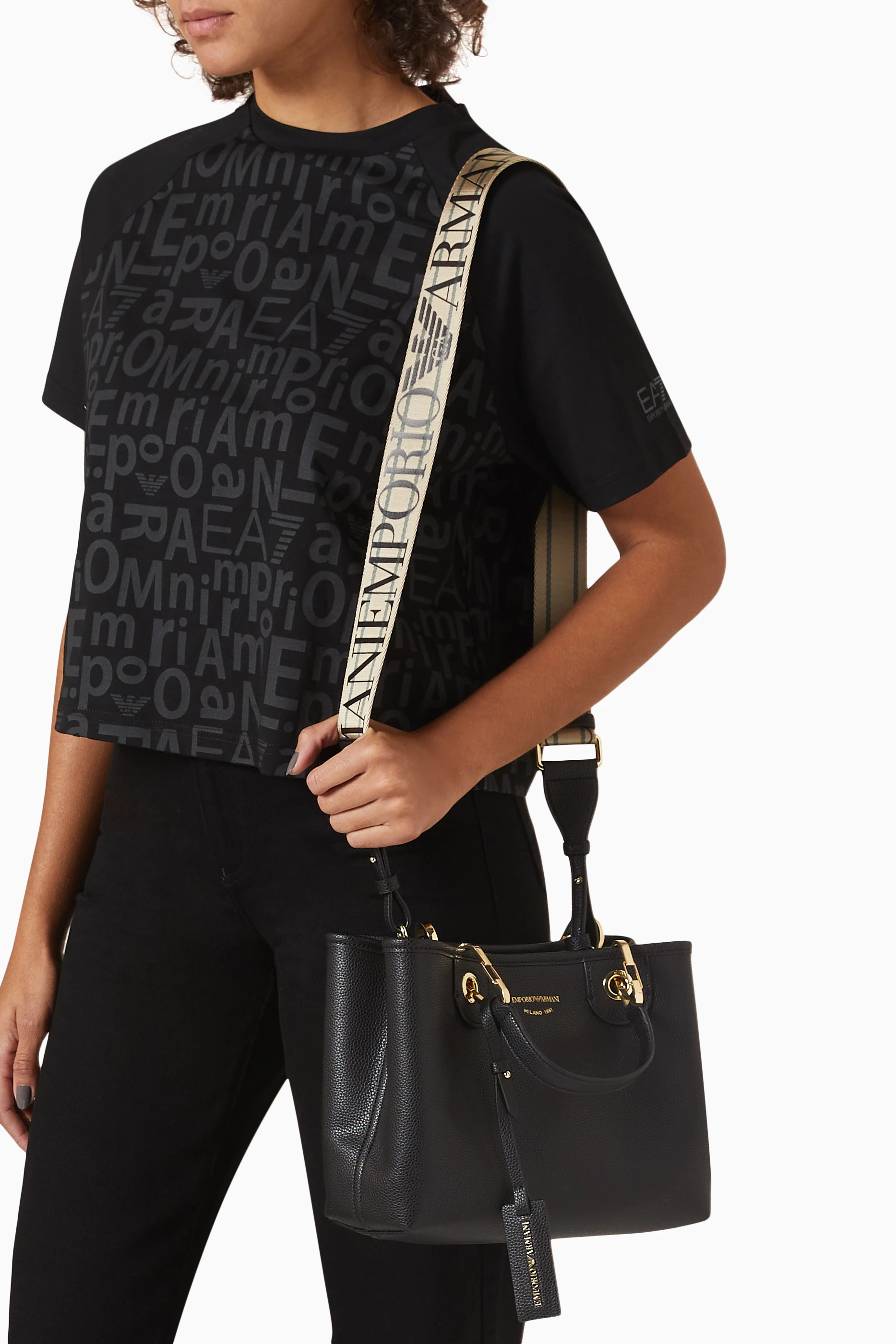 Buy Emporio Armani Black Small Logo Tote Bag For Women Online Ounass UAE