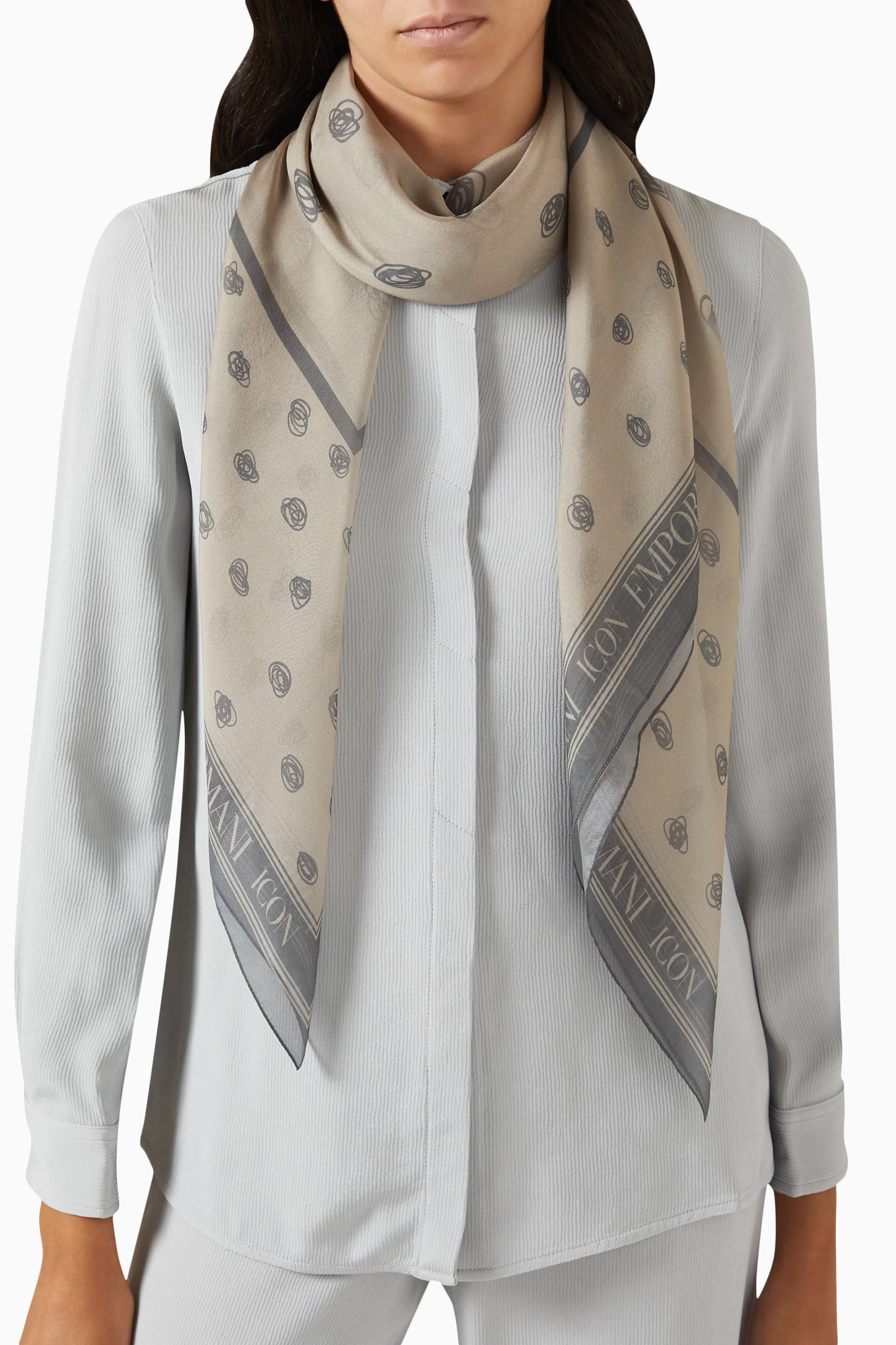 Buy Emporio Armani Neutral Dots Scarf in Silk Foulard For Women Online Ounass UAE