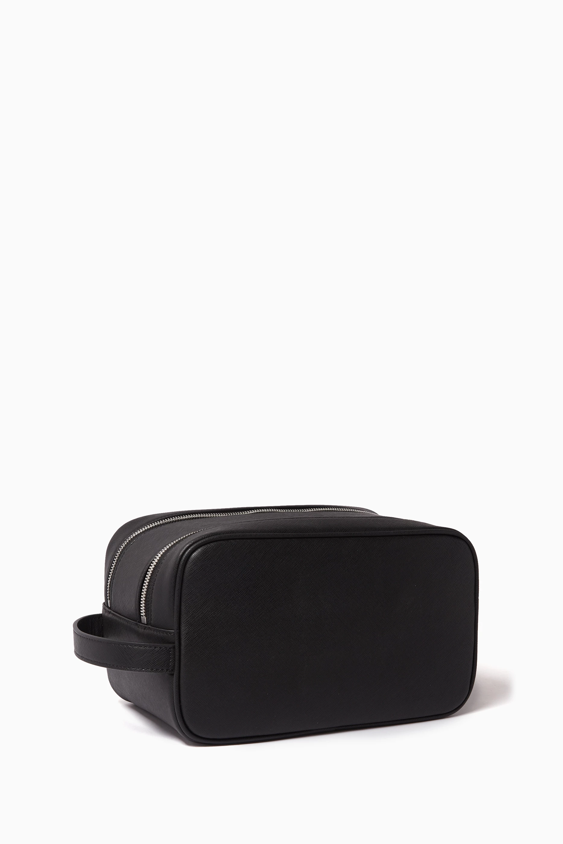 Buy Emporio Armani Black Logo Zip Toiletry Bag in Saffiano Leather For Men Online Ounass UAE