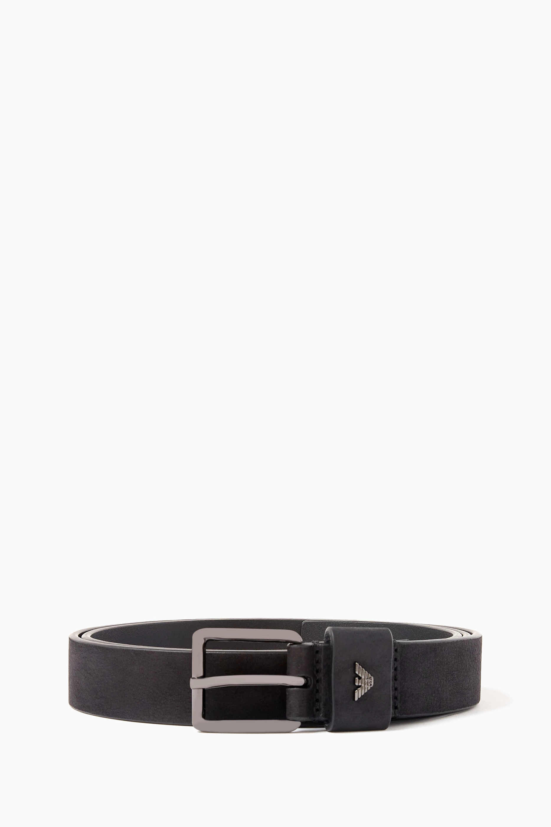 Buy Emporio Armani Black Eagle Logo Belt in Leather For Men Online Ounass UAE