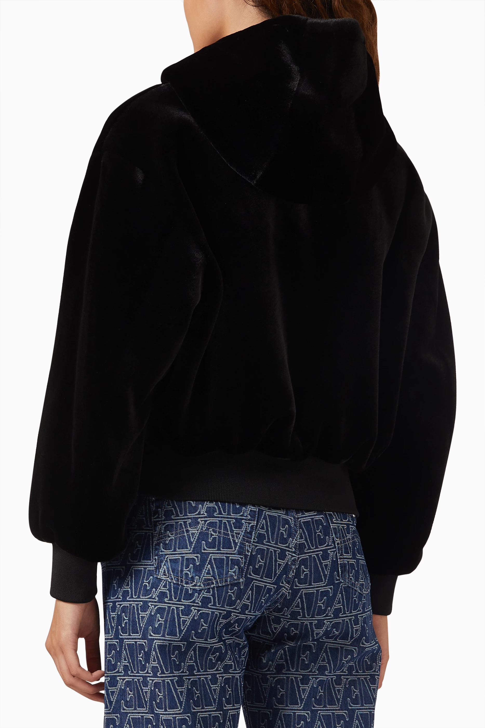 Emporio armani reversible hooded jacket with knit cuffs outlet