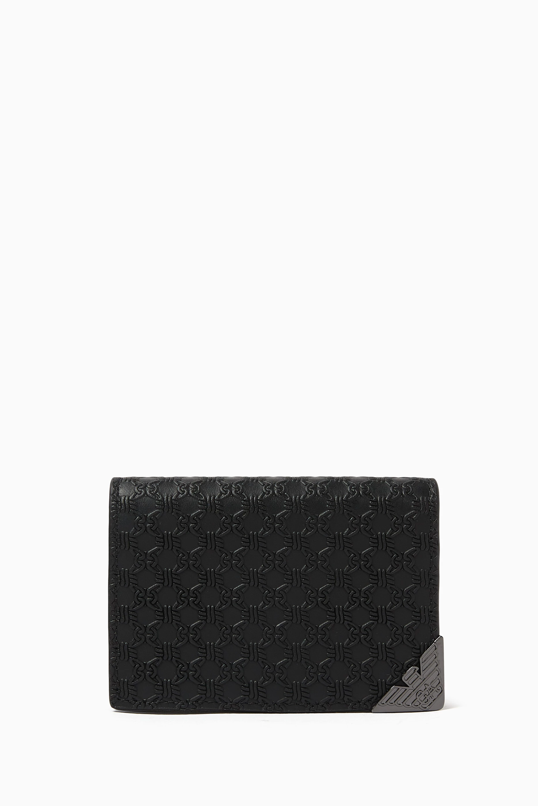 Buy Emporio Armani Black Logo Embossed Wallet in Leather For Men Online Ounass UAE