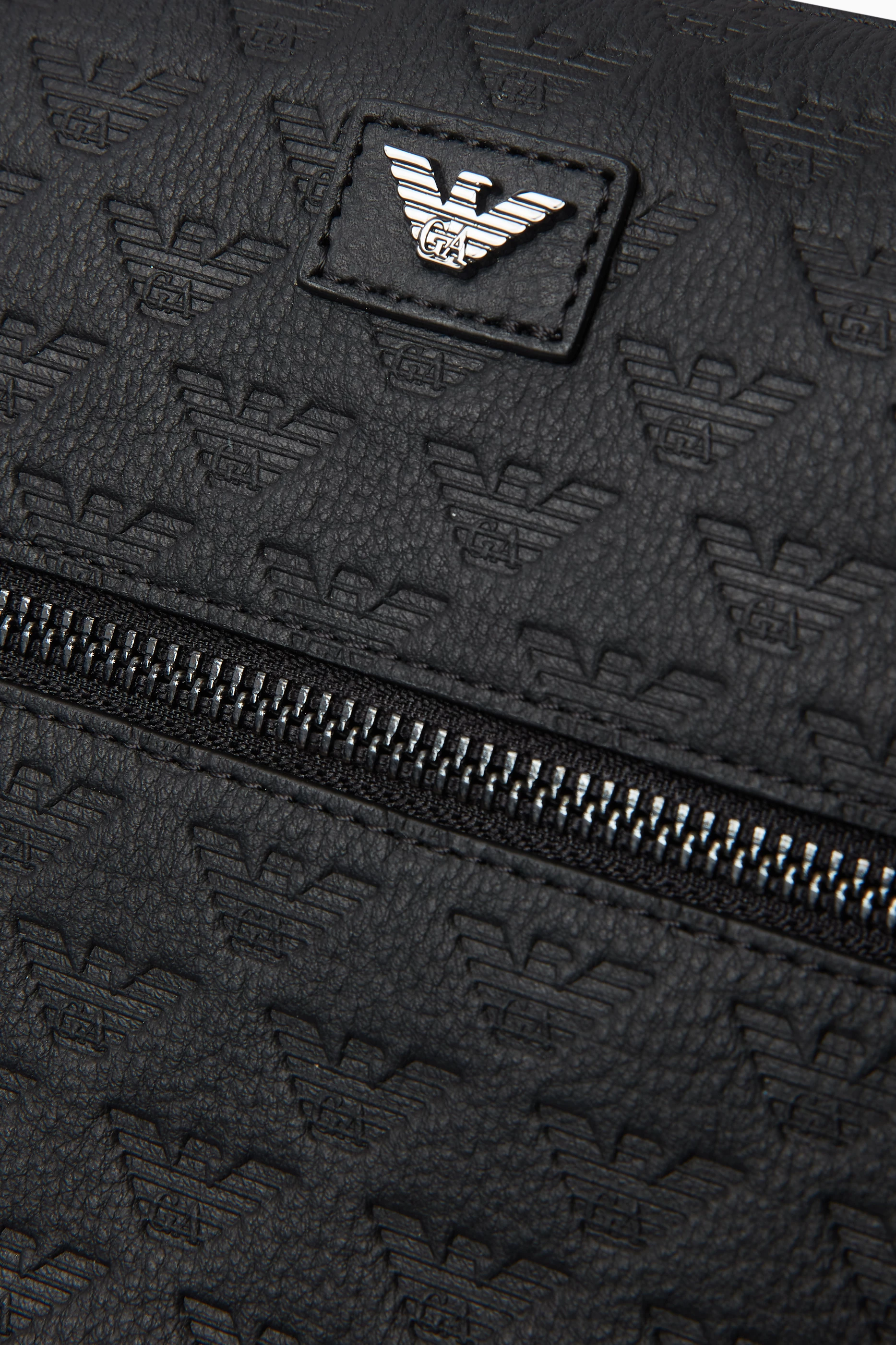 Buy Emporio Armani Black Embossed Logo Pouch in Leather For Men Online Ounass UAE