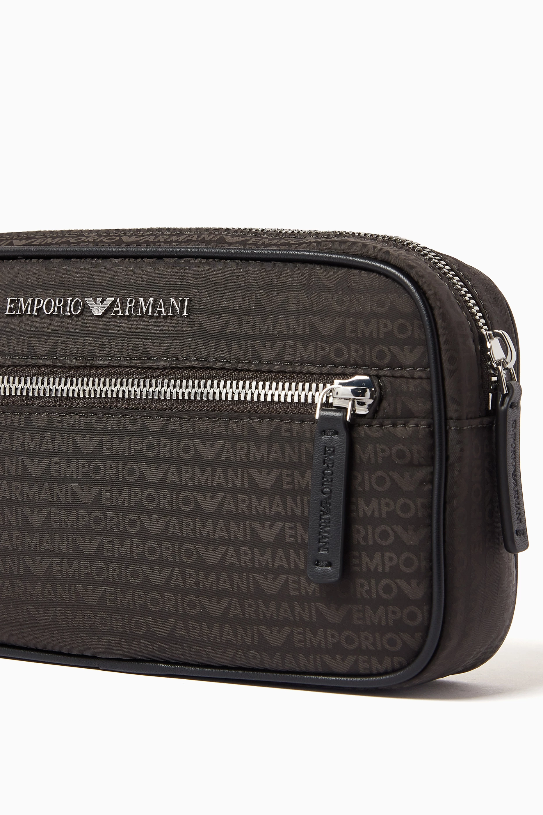 Buy Emporio Armani Green Logo Toiletry Bag in Nylon For Men Online Ounass UAE