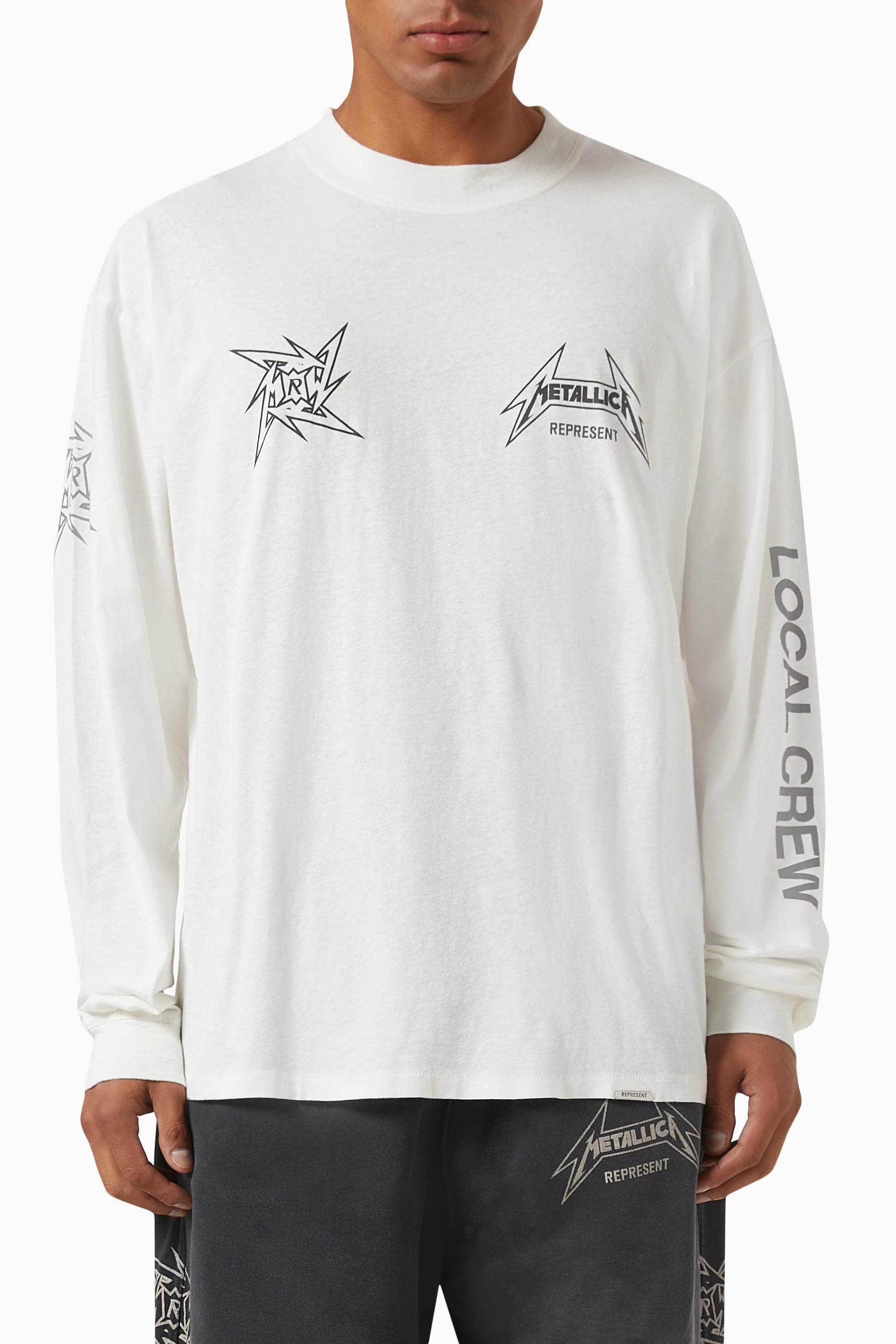 Buy Represent White x Metallica Long sleeve T shirt in Cotton blend For Men Online Ounass UAE