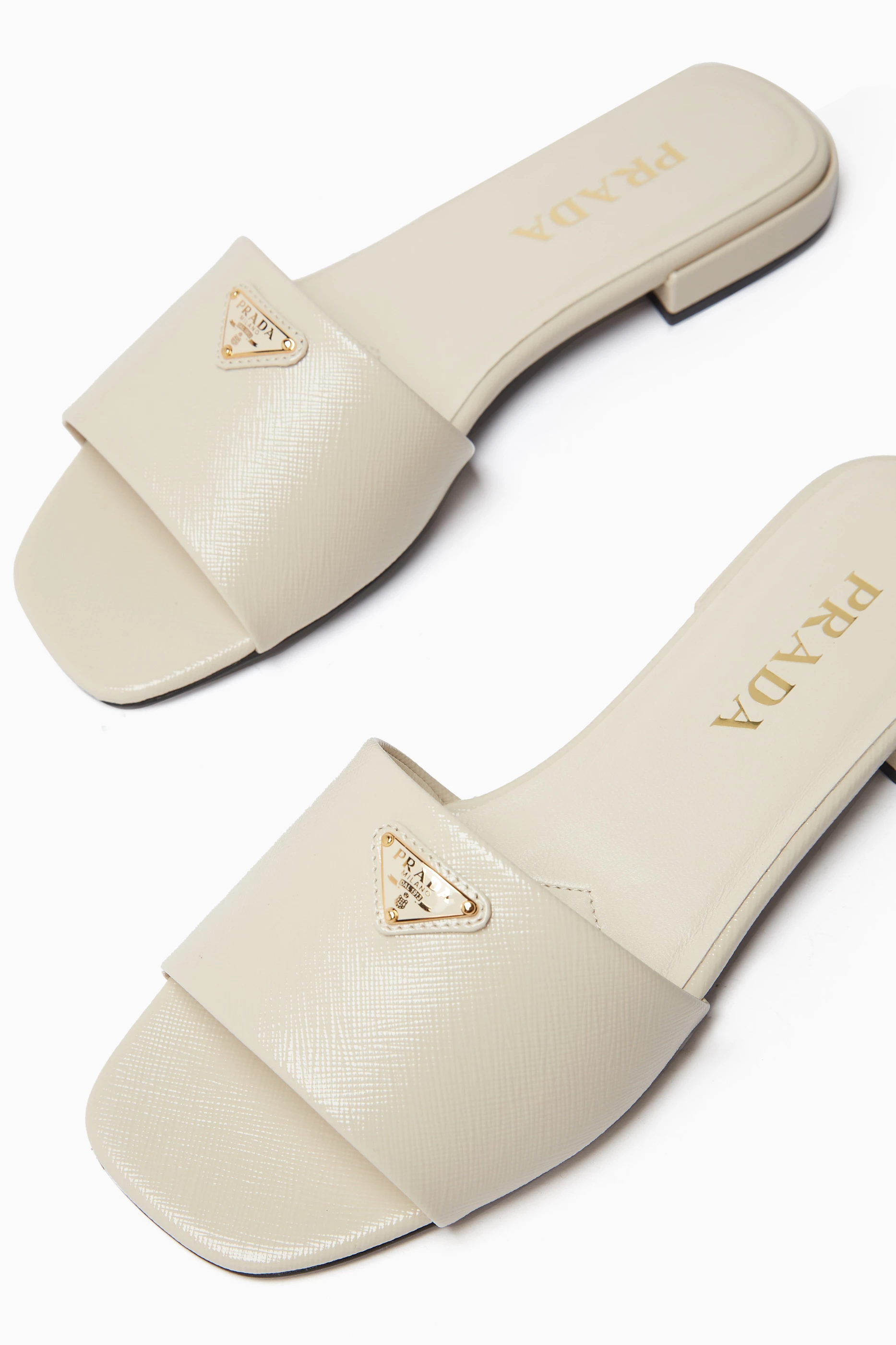 Buy Prada White Ciabatte Slides in Saffiano Leather For Women Online Ounass UAE