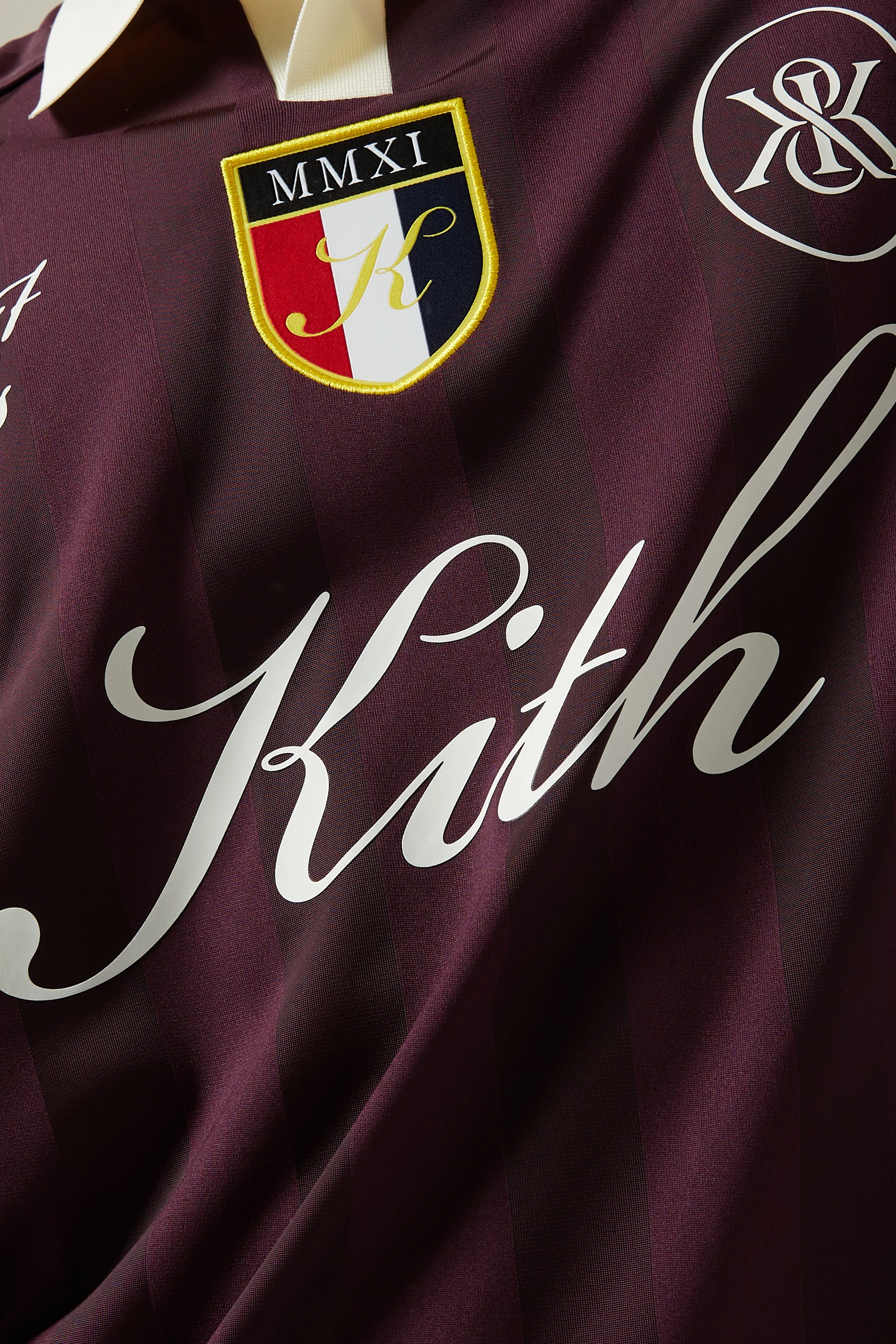 Buy Kith Red Shadow Stripe Marcel Soccer Jersey For Men Online