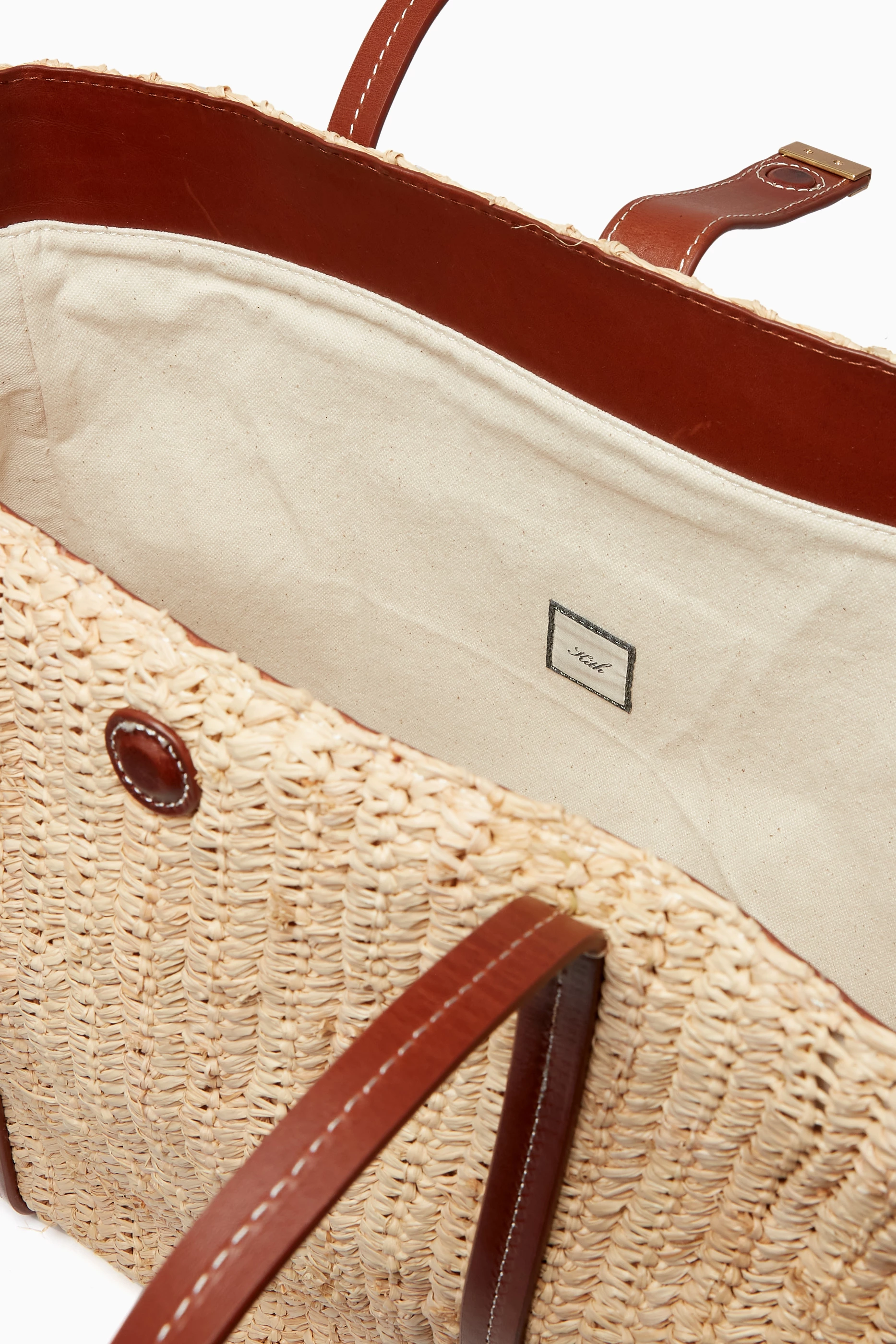 Buy Kith Brown Logo Tote Bag in Raffia For Women Online