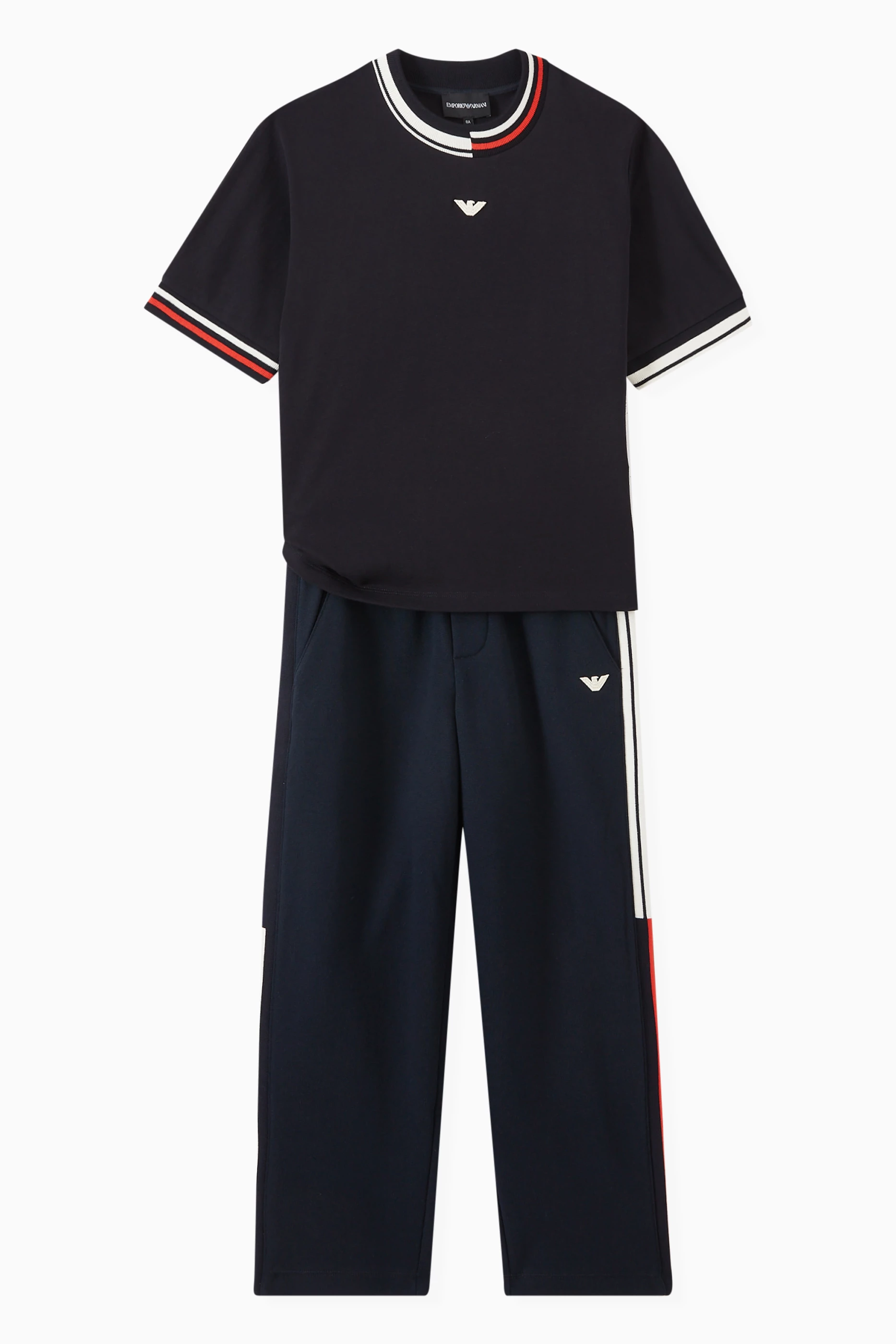 Buy Emporio Armani Blue Eagle T shirt in Cotton jersey For Boys Online Ounass UAE