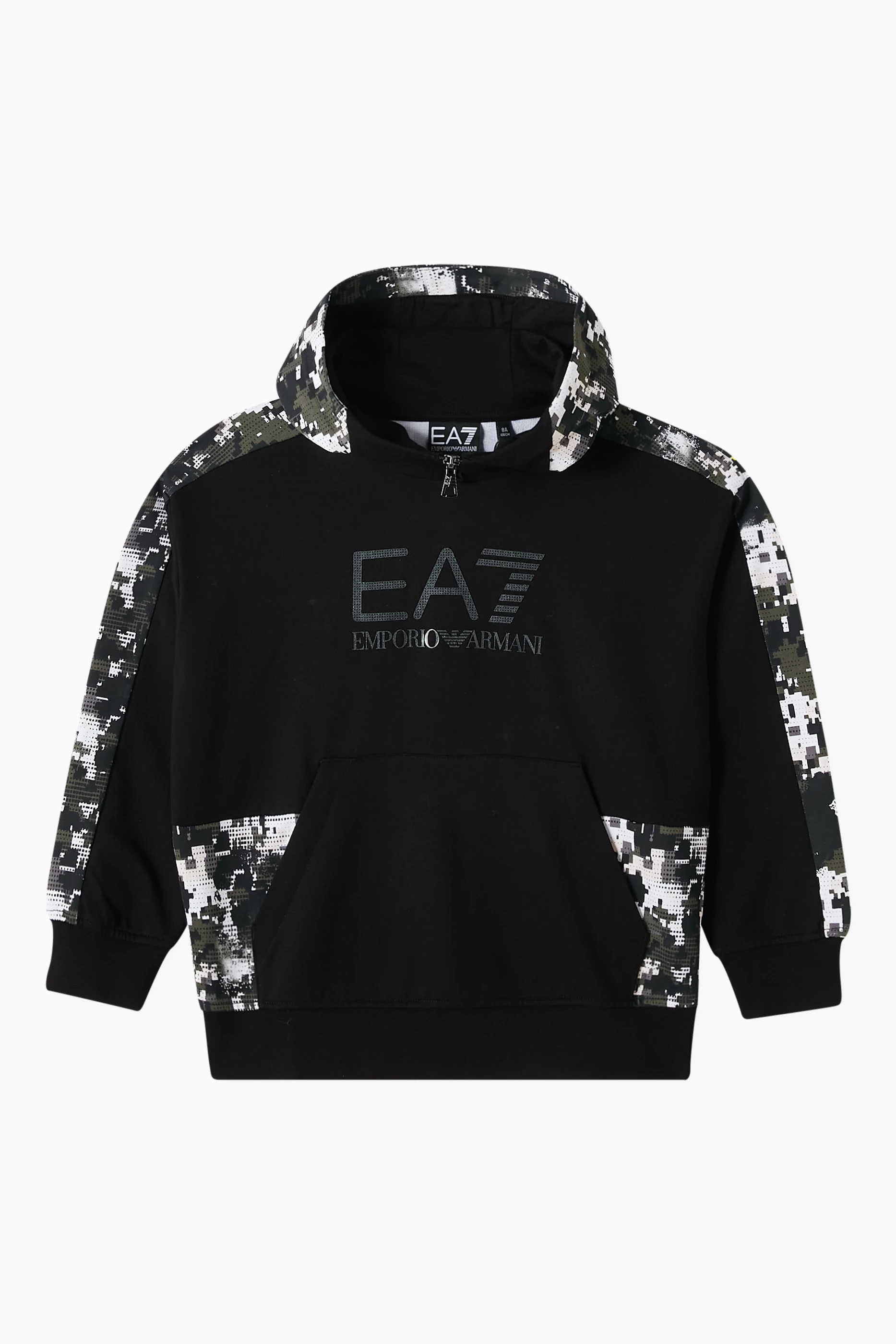 Buy Emporio Armani Black EA7 Camo Logo Hoodie For Boys Online Ounass UAE