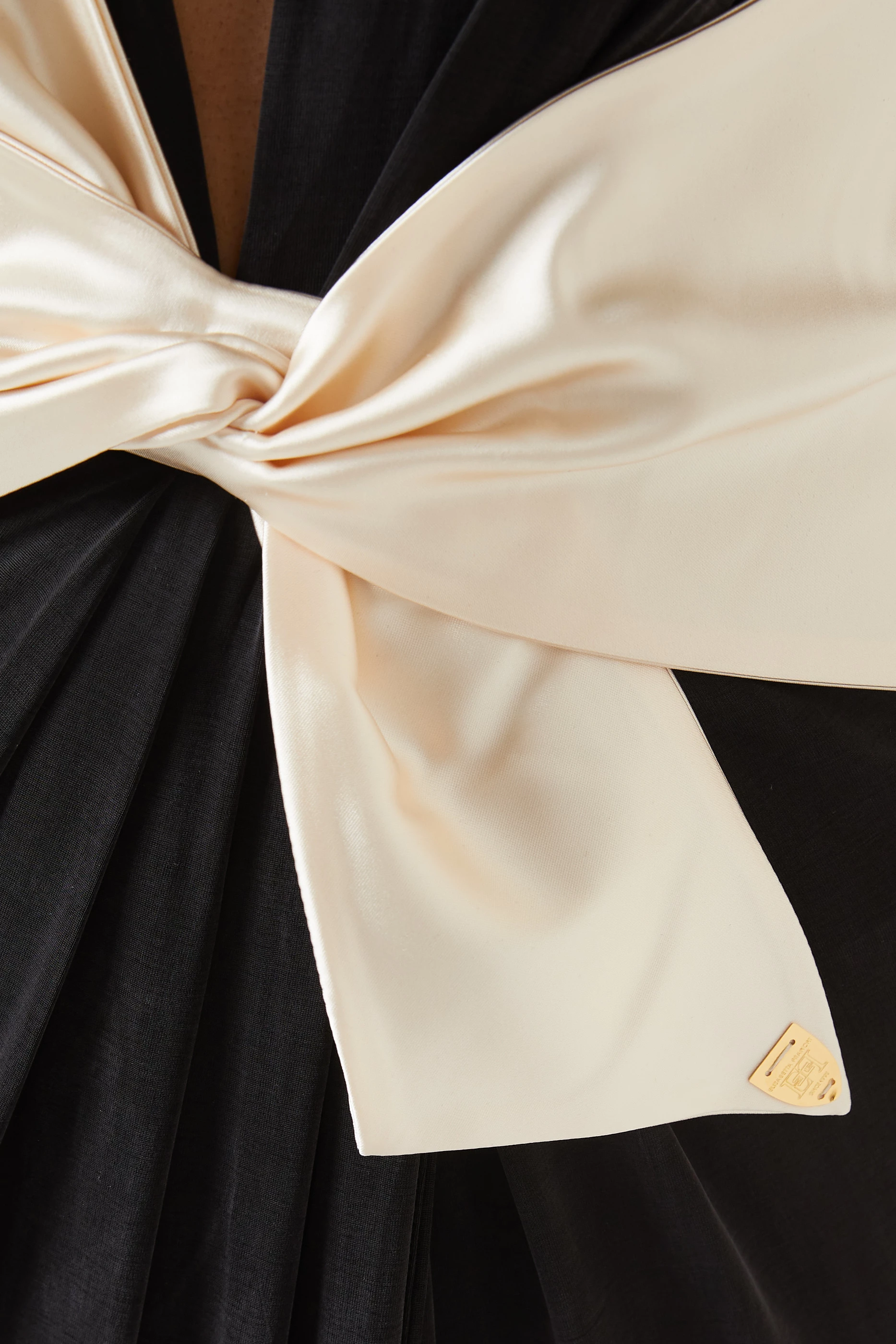 ElisabettaFranchi◆Maxi Dress inDraped Jersey サッシュベルト Buy Elisabetta Franchi Black Sash Belt Maxi Dress in Draped