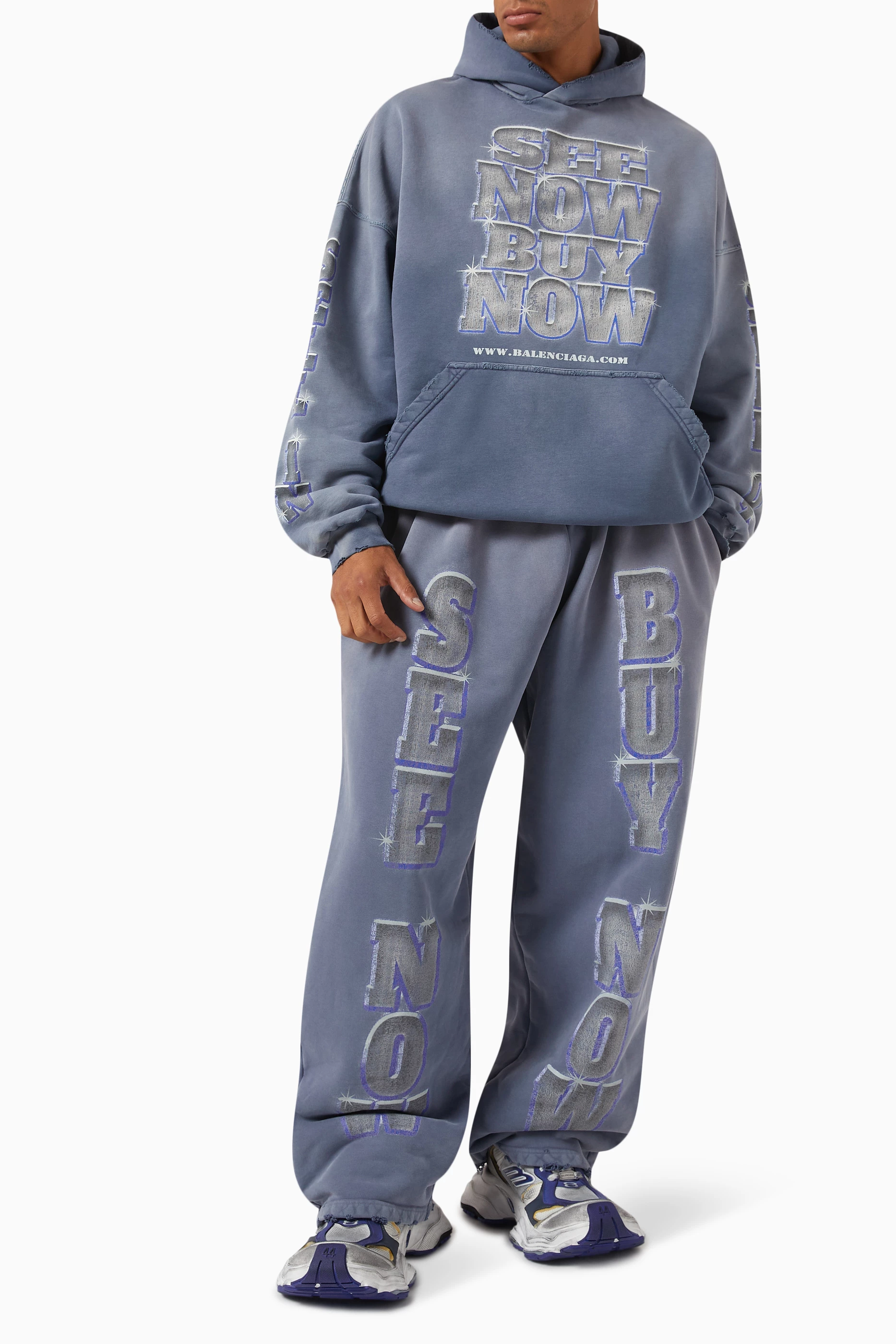 Buy Balenciaga Blue See Now Buy Now Baggy Sweatpants For UNISEX Online Ounass UAE