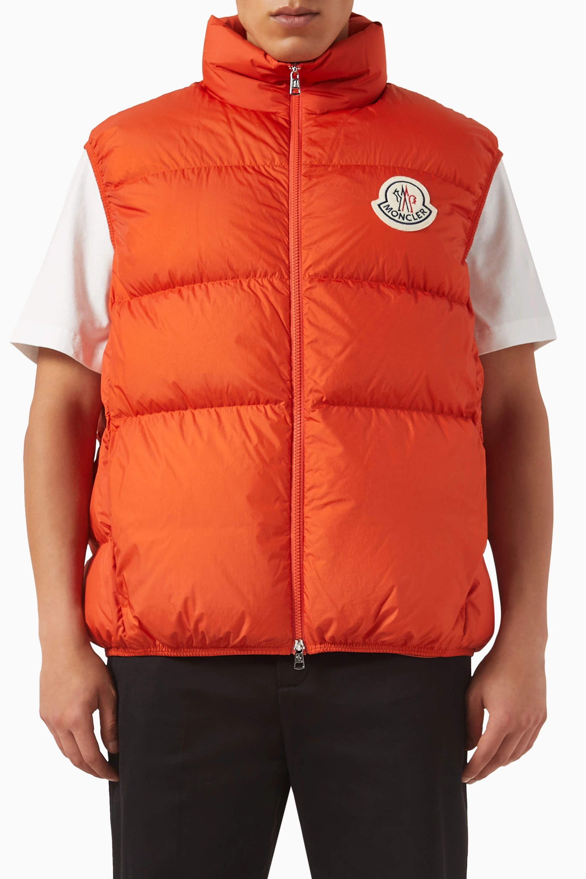Moncler orange vest store