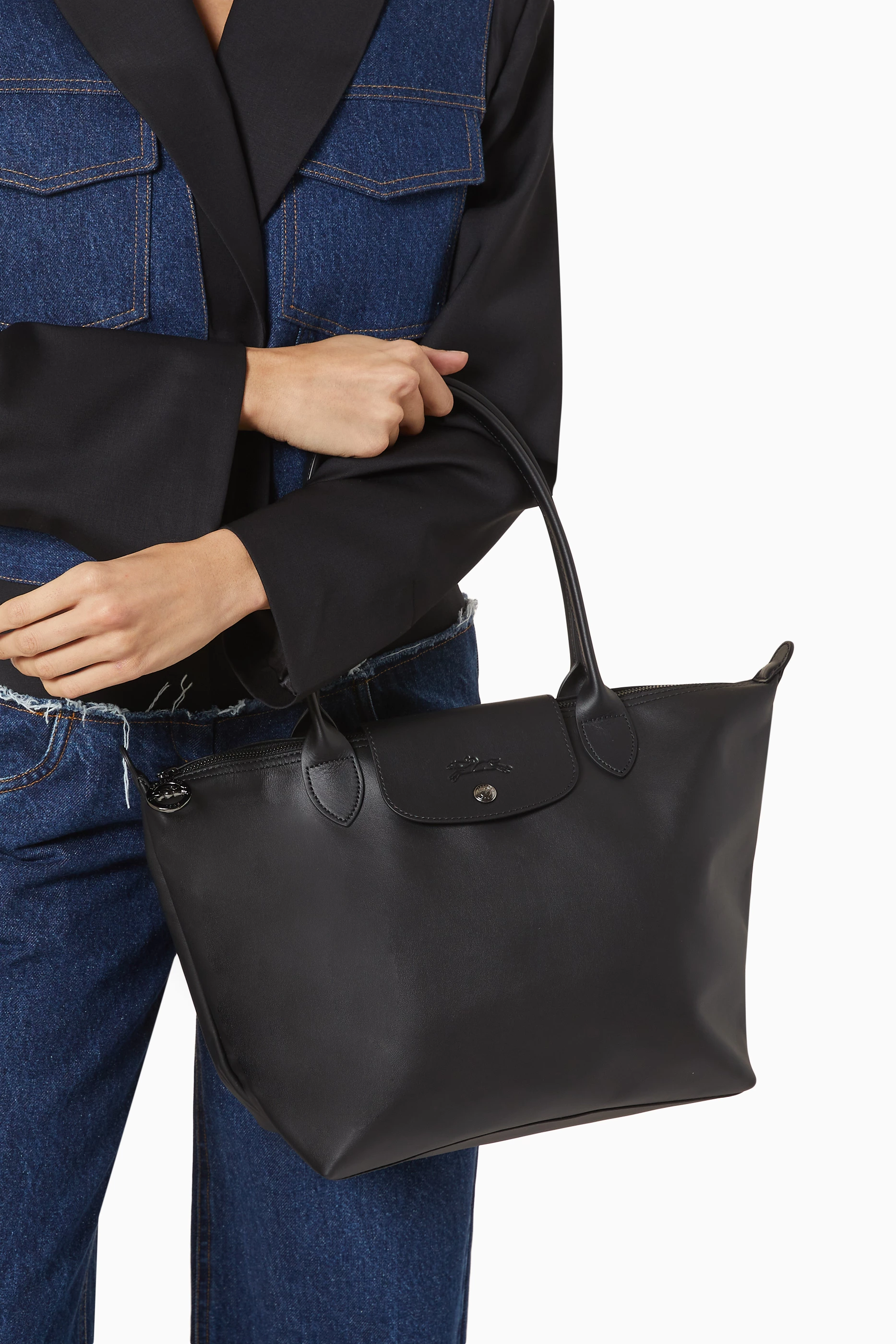 Buy Longchamp Black Medium Le Pliage Xtra Bag in Leather For Women Online Ounass UAE