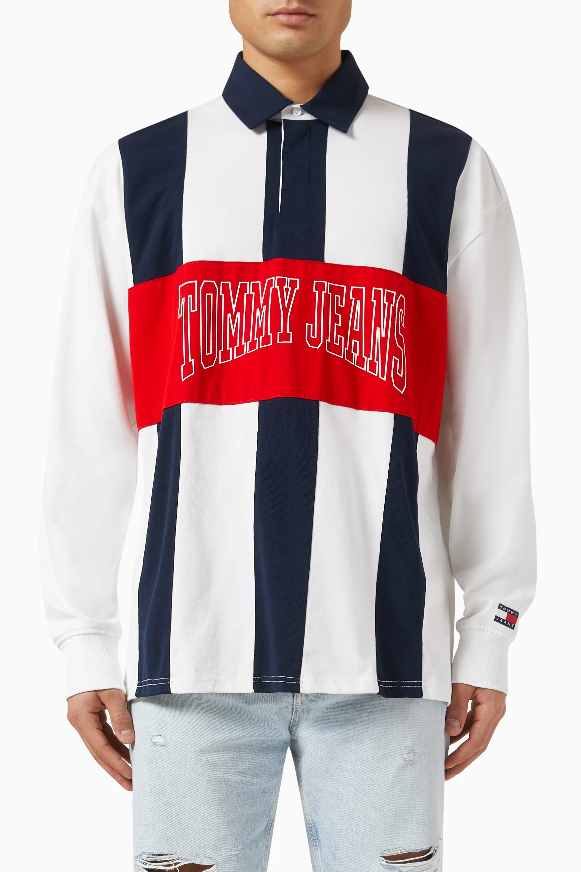 Tommy jeans colorblock rugby shirt best sale