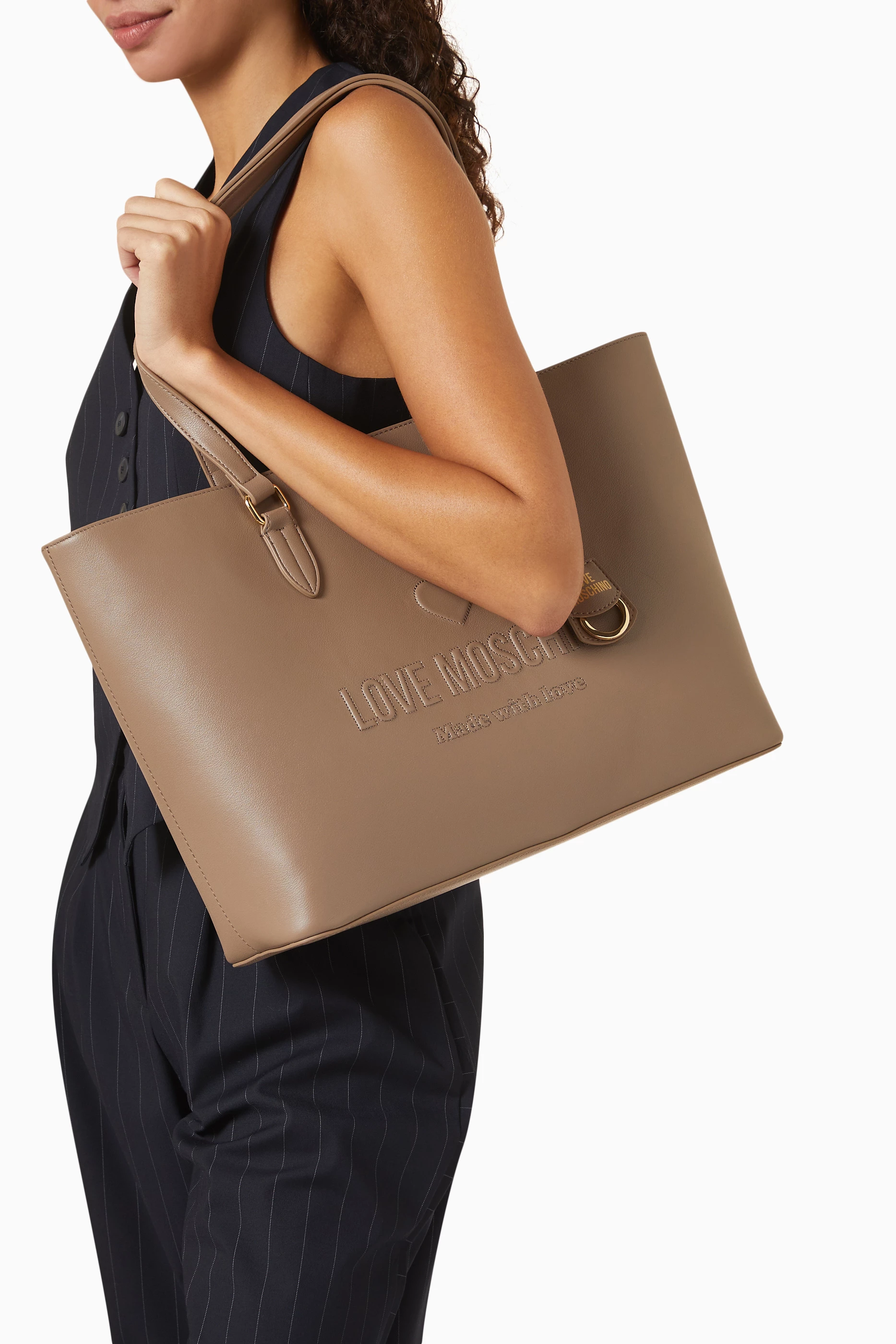 Embossed leather tote top