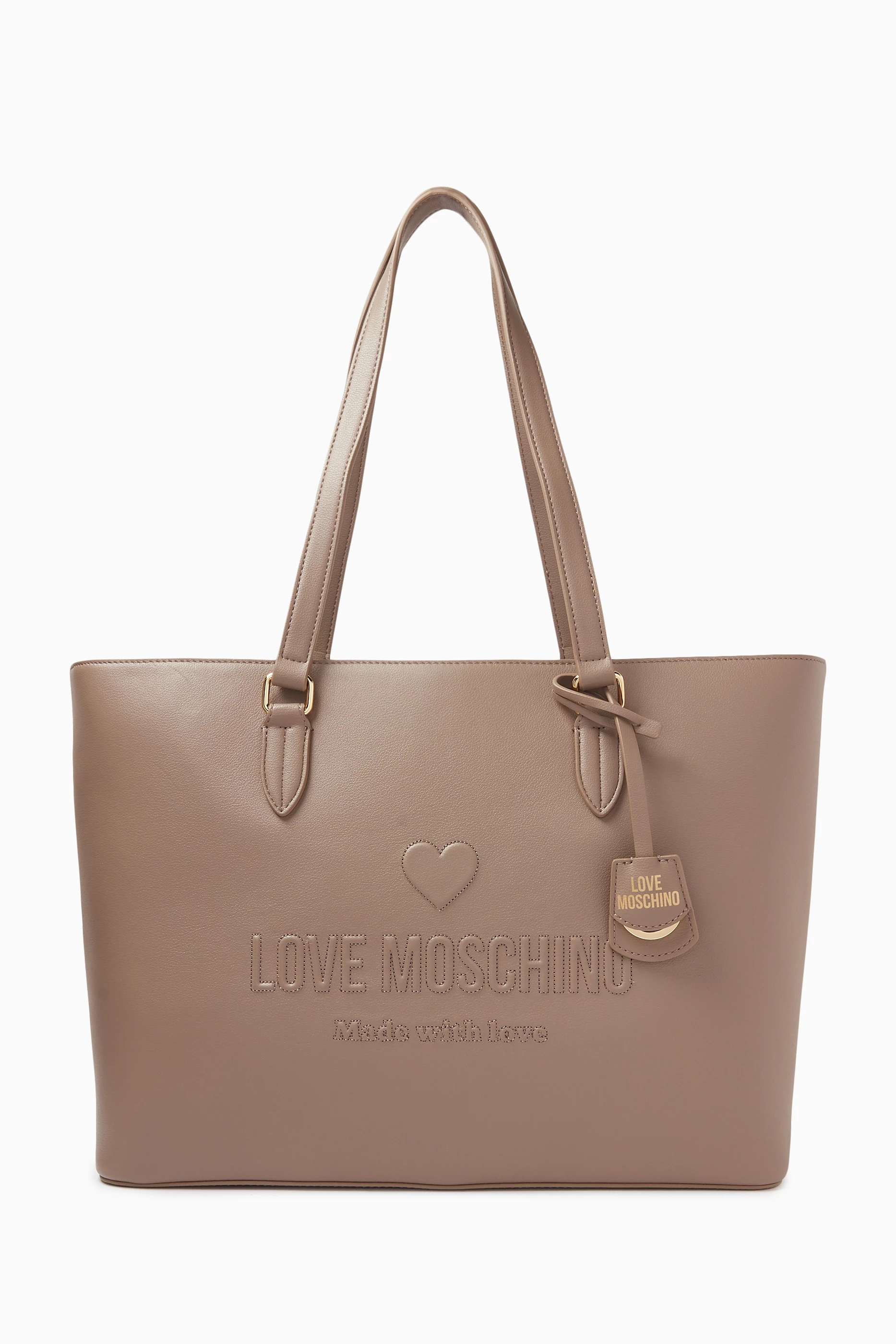Buy Love Moschino Brown Love Embossed Tote Bag in Leather For Women Online Ounass UAE