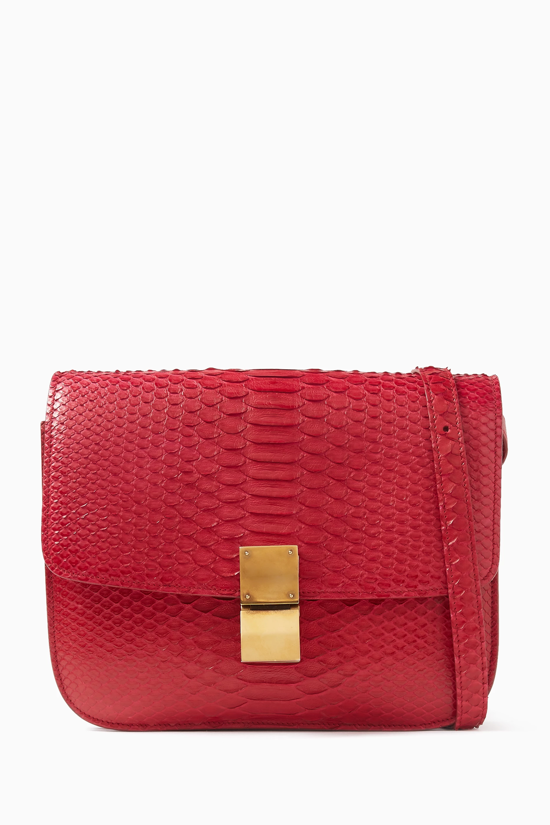 Buy Celine Pre Loved Red Medium Classic Box Flap Bag in Python Leather For Women Online Ounass UAE