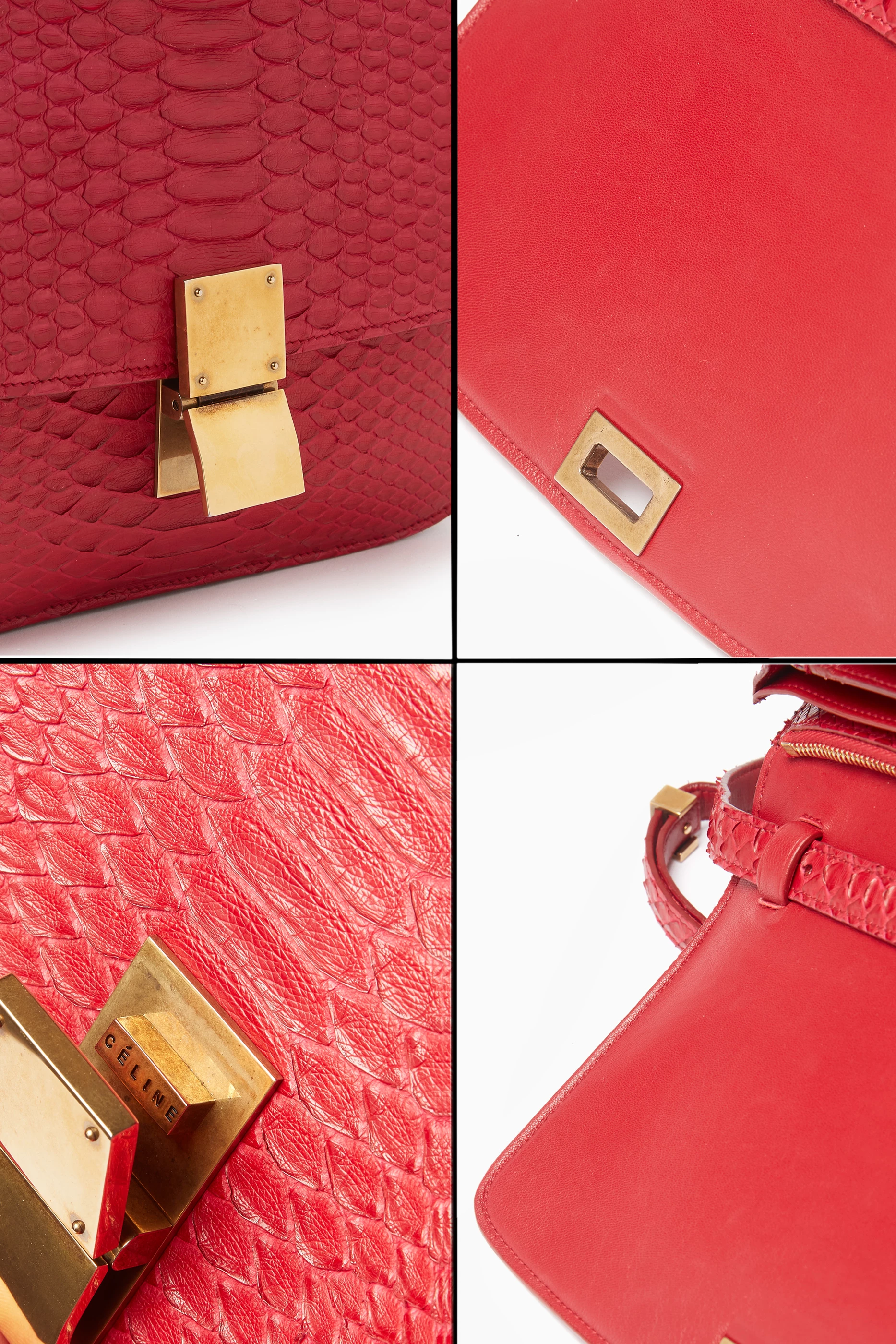 Buy Celine Pre Loved Red Medium Classic Box Flap Bag in Python Leather For Women Online Ounass UAE