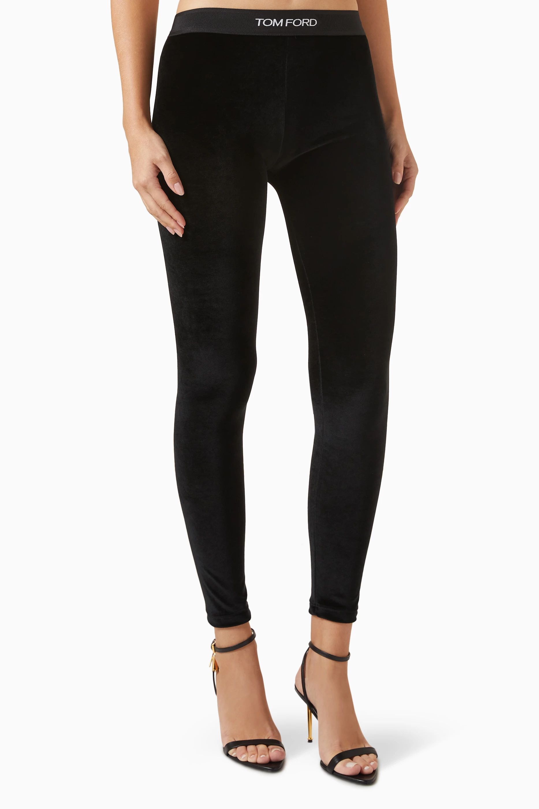 スパッツ・レギンス Tom Ford Black Velvet Leggings STRETCH VELVET SIGNATURE LEGGINGS | Tom Ford Fashion