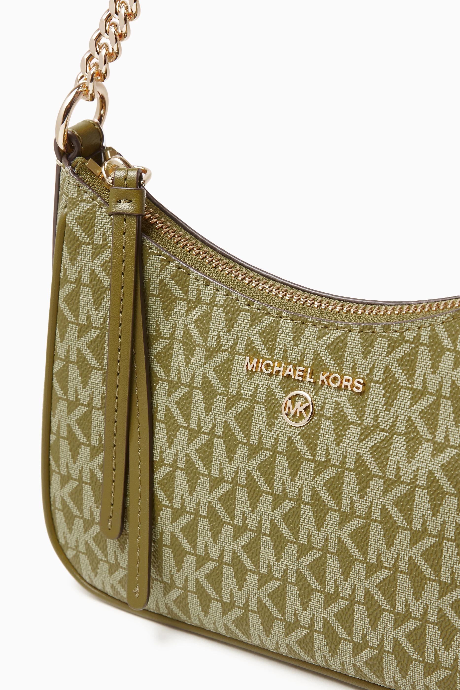 Buy Michael Kors Green Small Jet Set Charm Pochette in Coated Canvas For Women Online Ounass UAE
