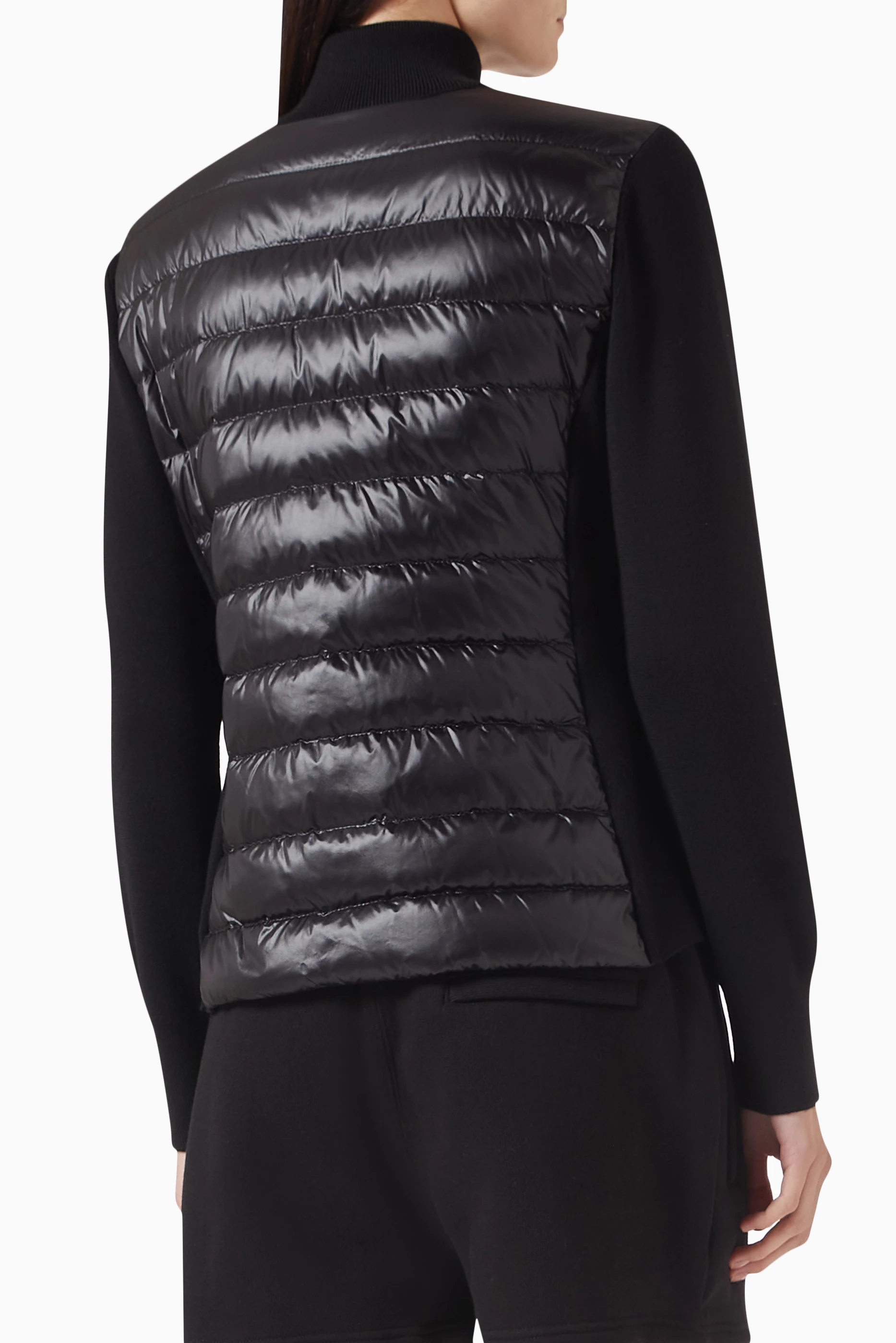 Buy Moncler Black Padded Zip up Cardigan in Wool Nylon For Women Online Ounass UAE