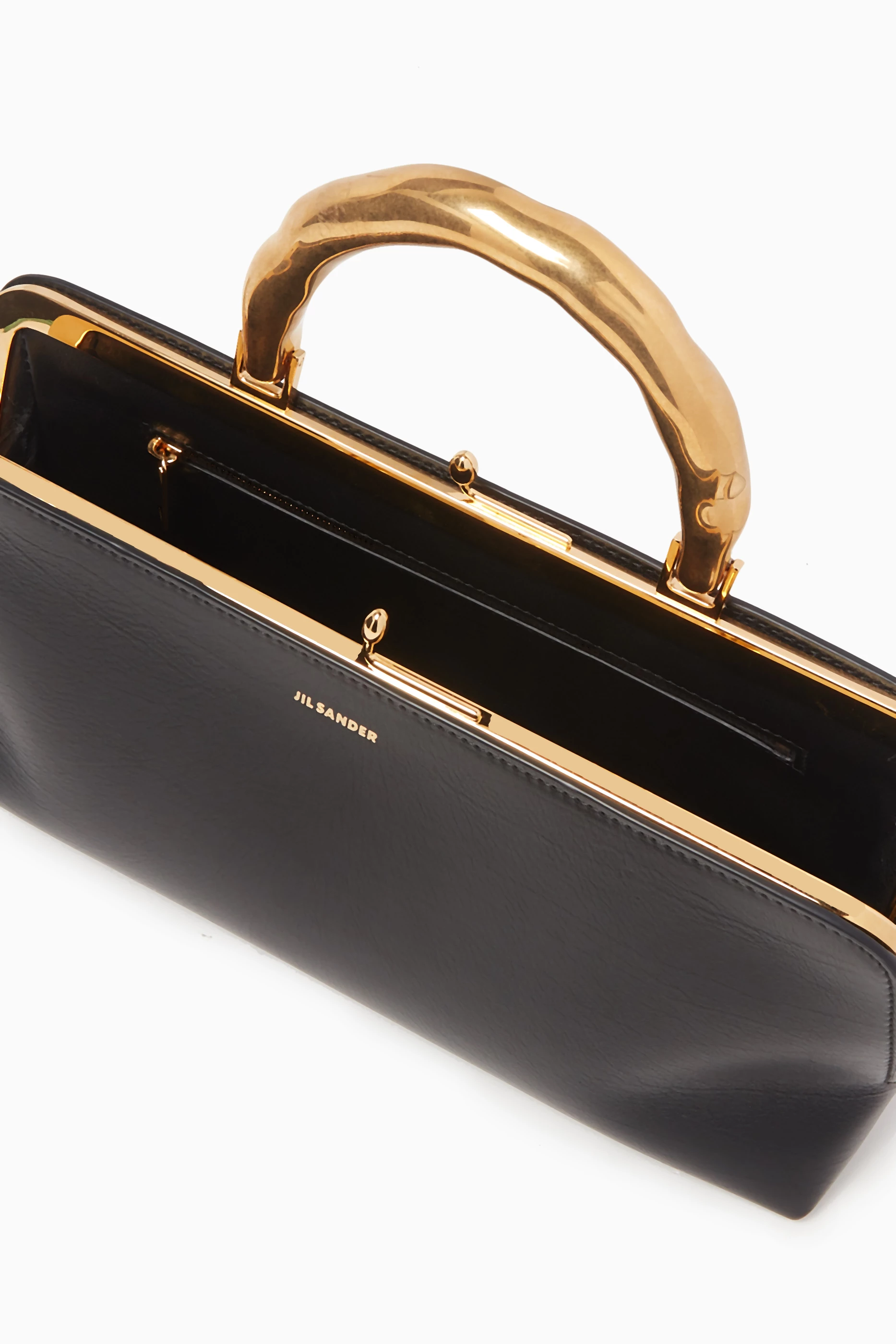 Buy Jil Sander Black Small Goji Handbag in Leather For Women