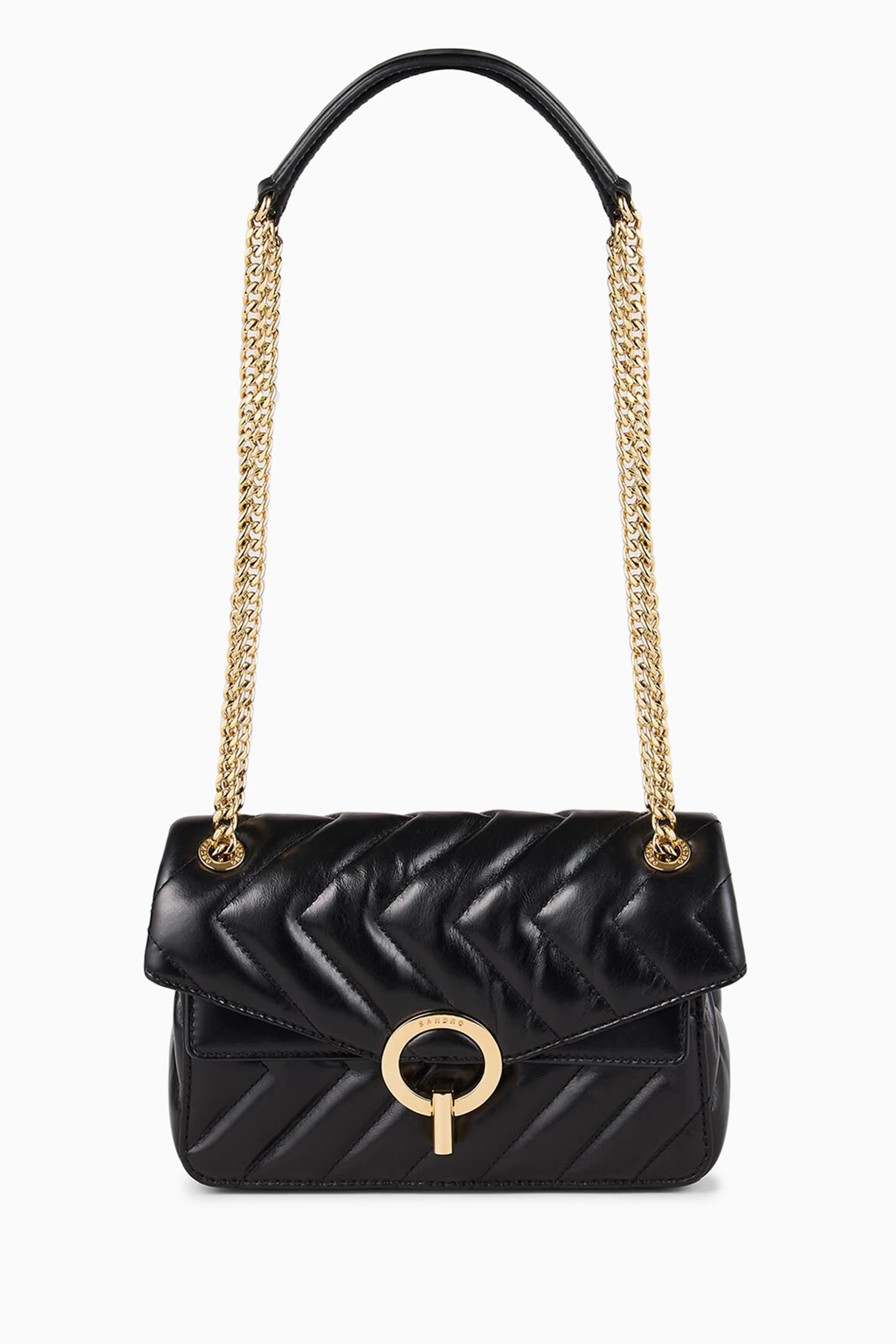 Buy SANDRO Black Small Yza Bag in Leather For Women Online Ounass UAE