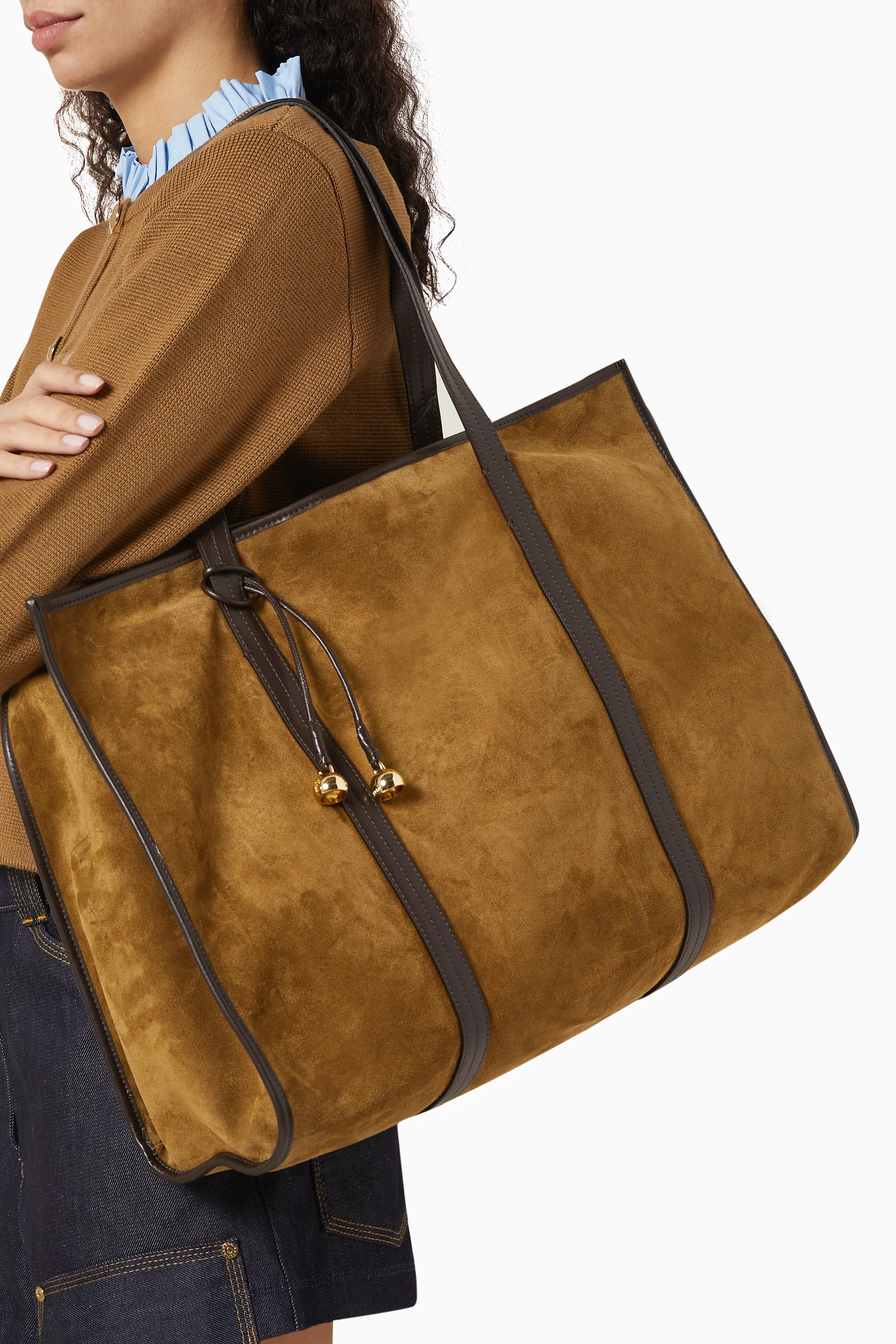 Buy SANDRO Brown Large Tote Bag in Suede For Women Online Ounass UAE