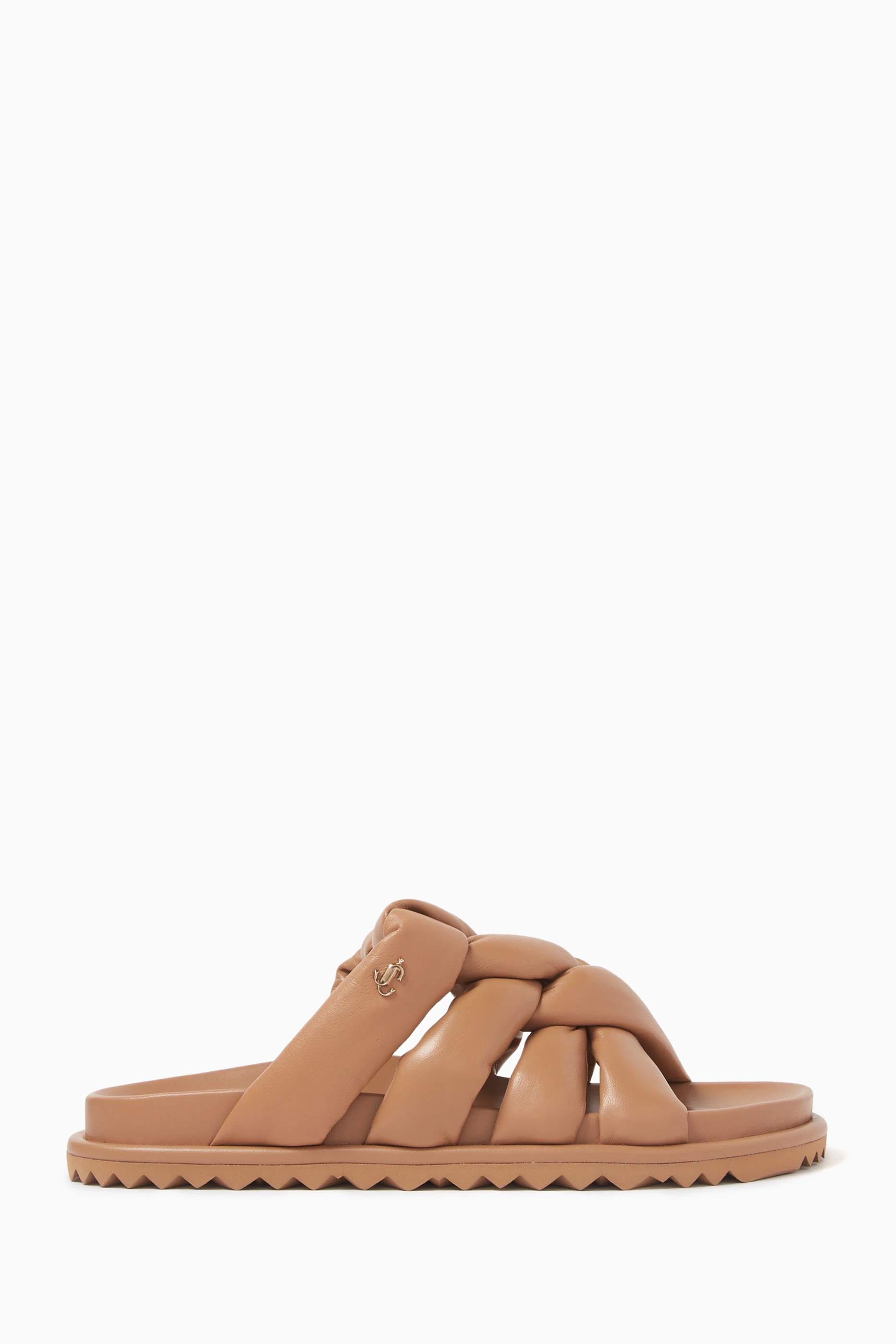 サンダル・ミュール JIMMY CHOO Women Sandals JOA FLATFQTTAN LATTE BROWN Jimmy Choo Joa Flat Sandals | Neutrals | FARFETCH
